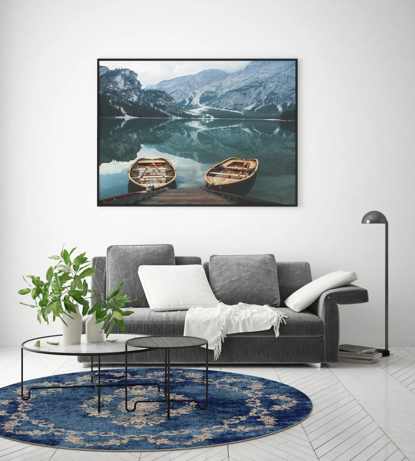 Rond vloerkleed - Taknis (blauw)