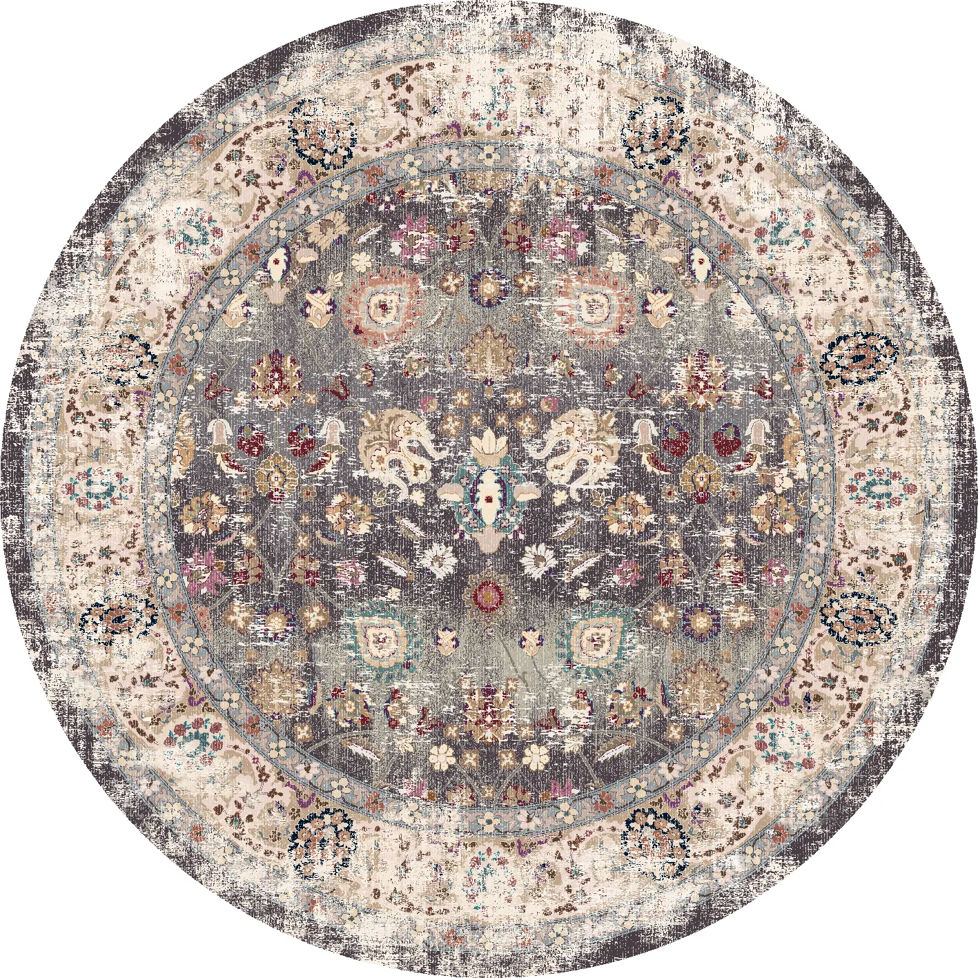 Rond vloerkleed - Bouhjar (grijs/multi)