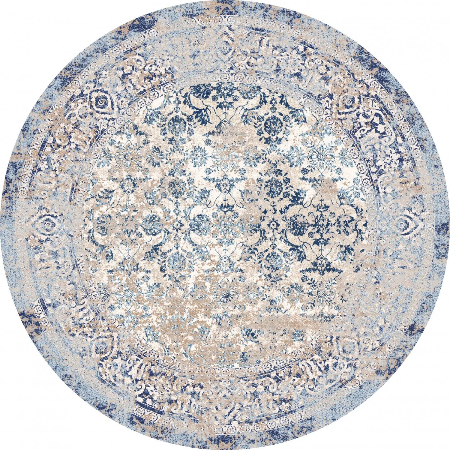 Rond vloerkleed - Denizli (blauw)