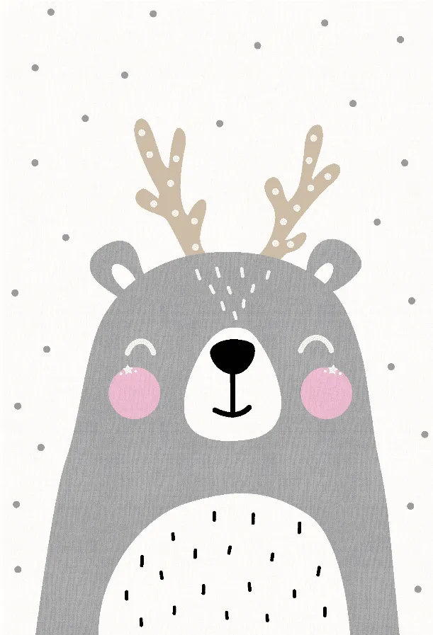 Kindervloerkleed - Happy Bear (wit)