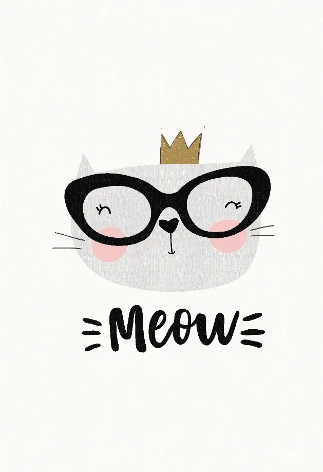 Kindervloerkleed - Reading Cat (wit)
