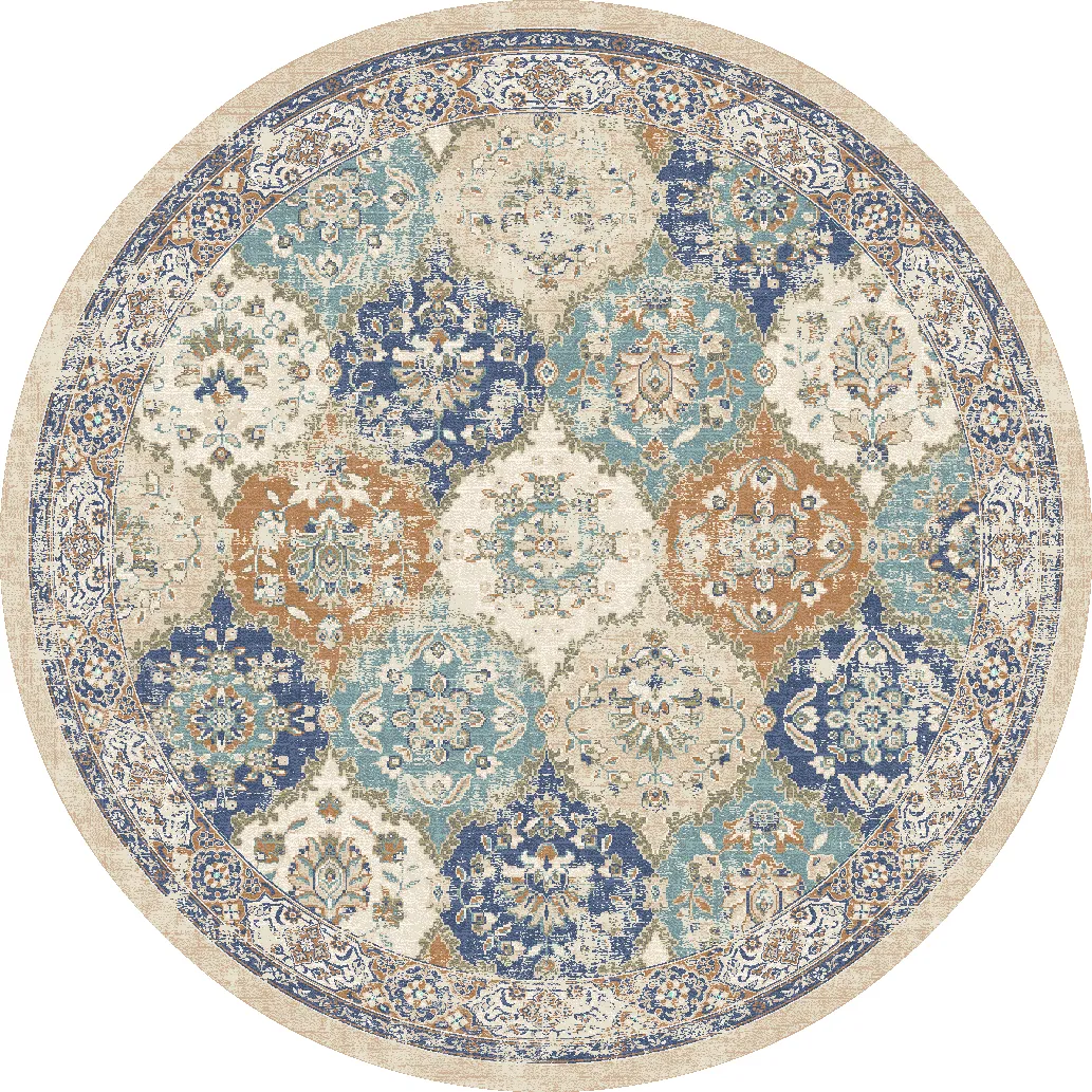 Rond vloerkleed - Bohemia (blauw/multi)