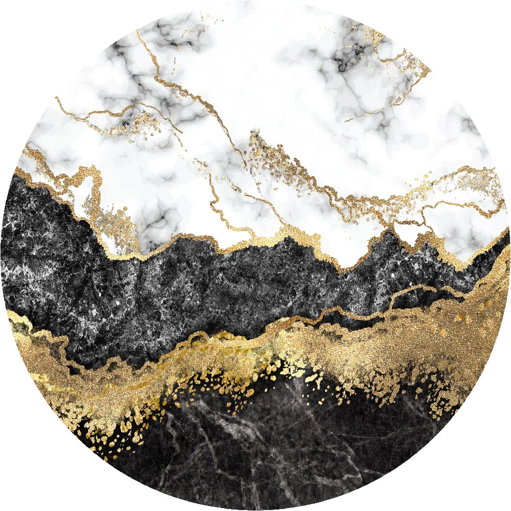 Rond vloerkleed - Padova (zwart/wit/goud)