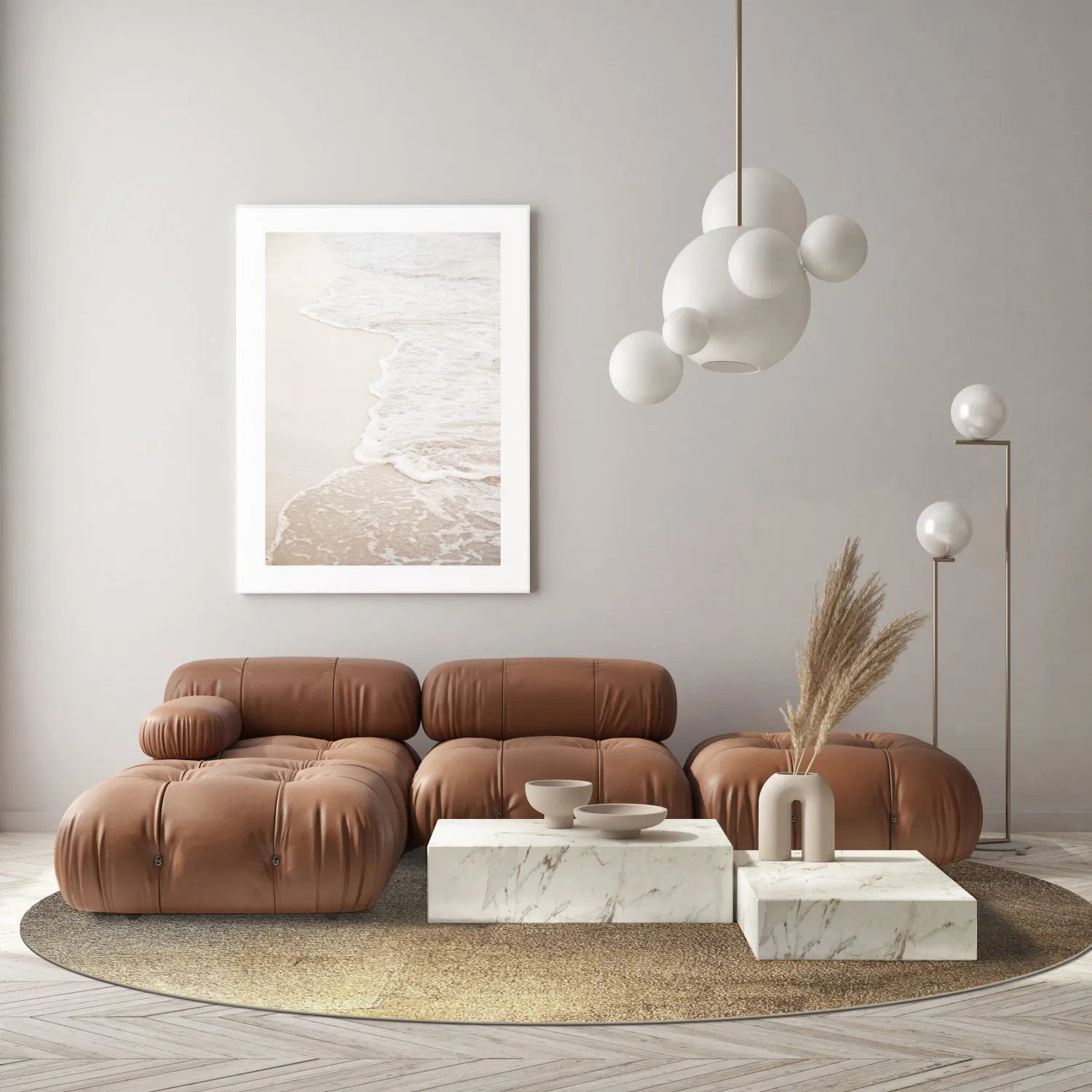 Rond vloerkleed - Oristano (bruin/goud)