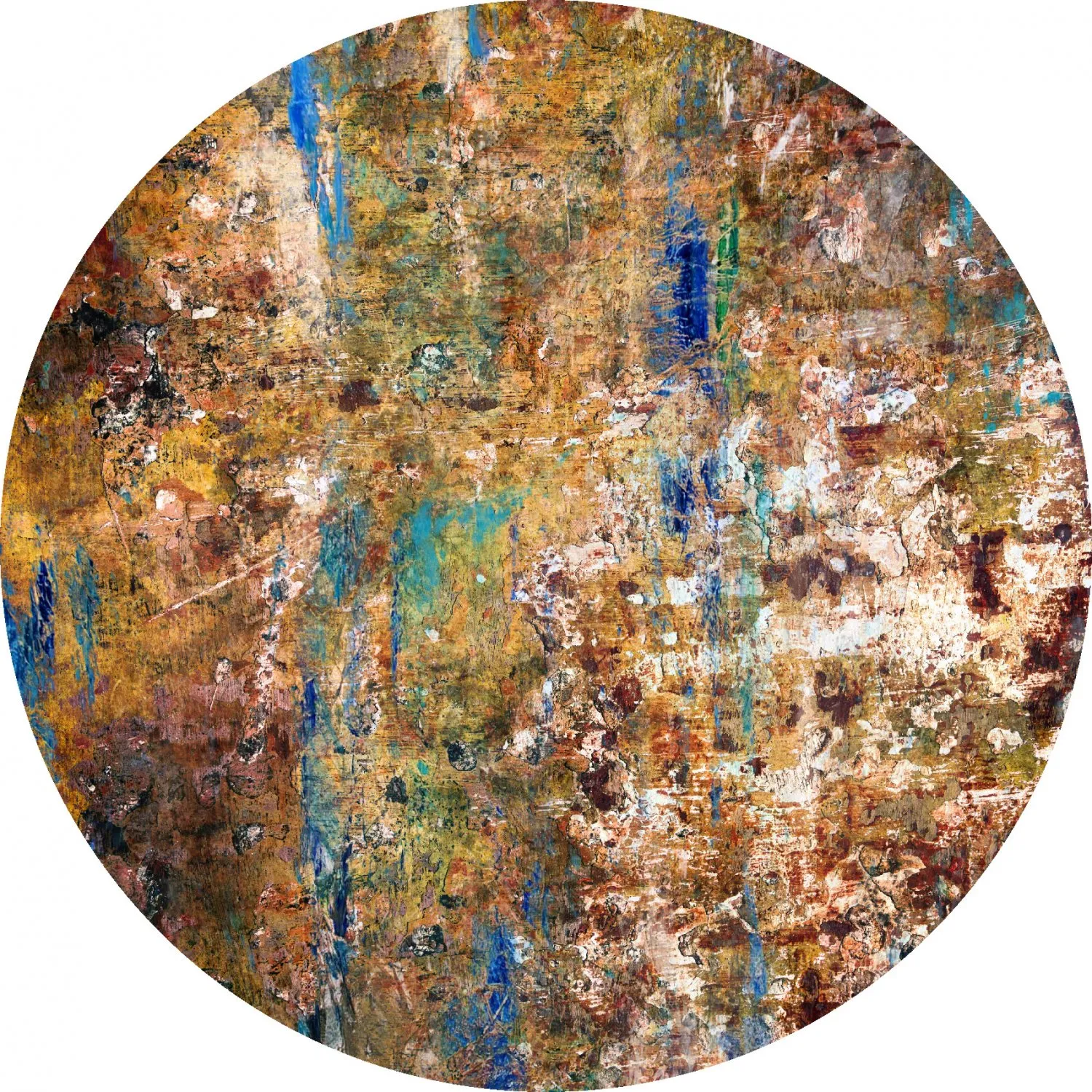Rond vloerkleed - Trepito (bruin/blauw/multi)