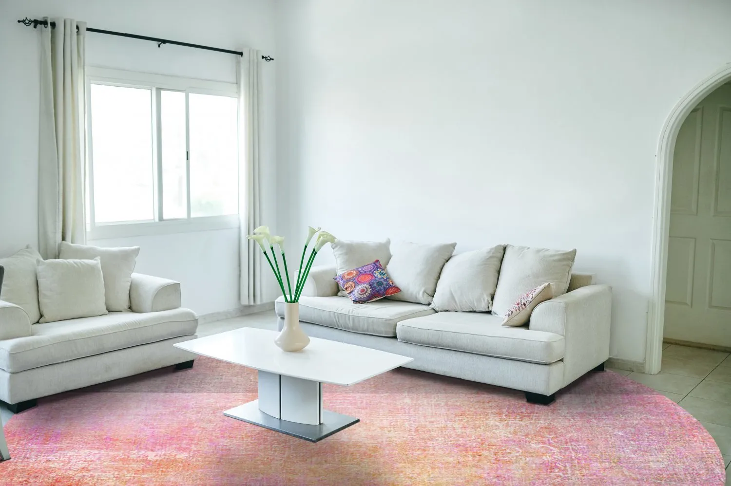 Rond vloerkleed - Cicoria (roze/paars)