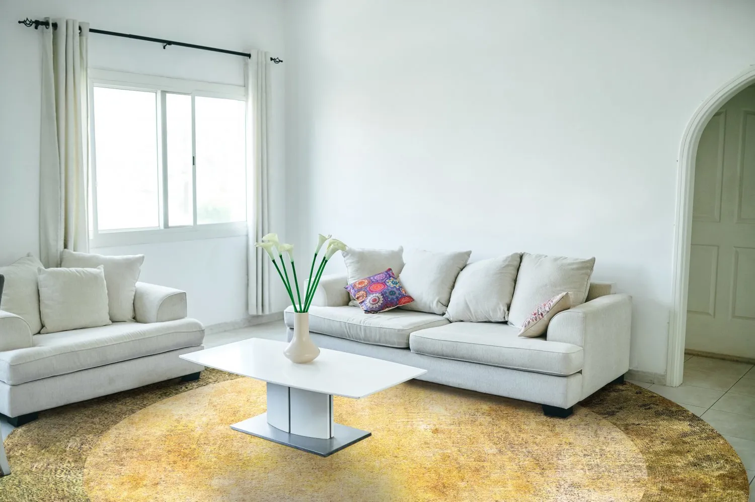 Rond vloerkleed - Campana (beige/geel)