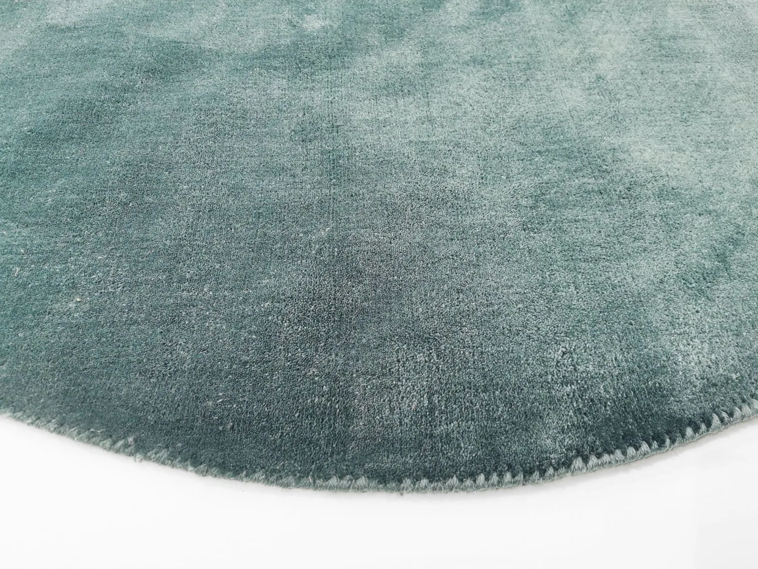 Rond vloerkleed - Recycled PET with viscose look (staal blauw)