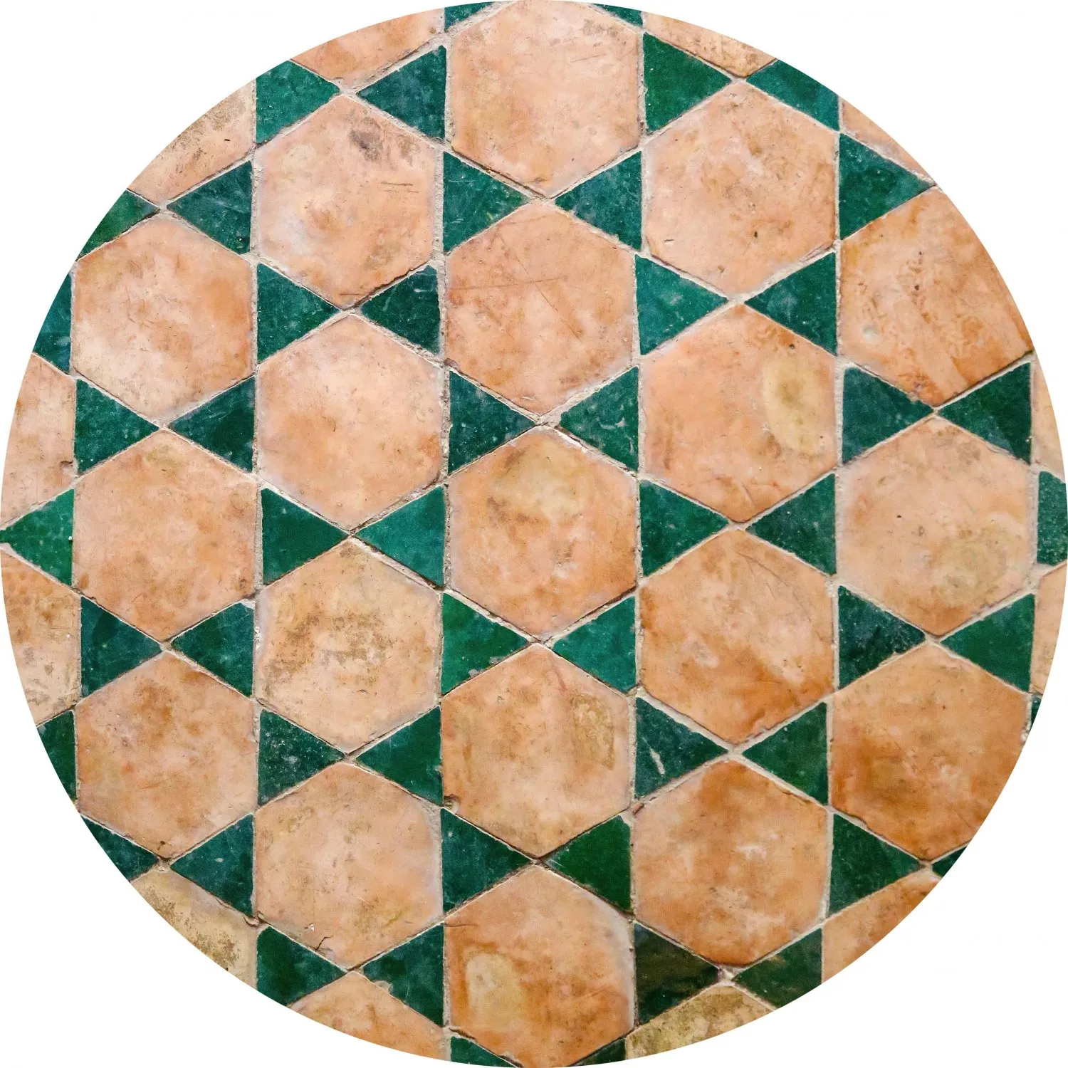 Rond vloerkleed - Calvi (beige/groen)