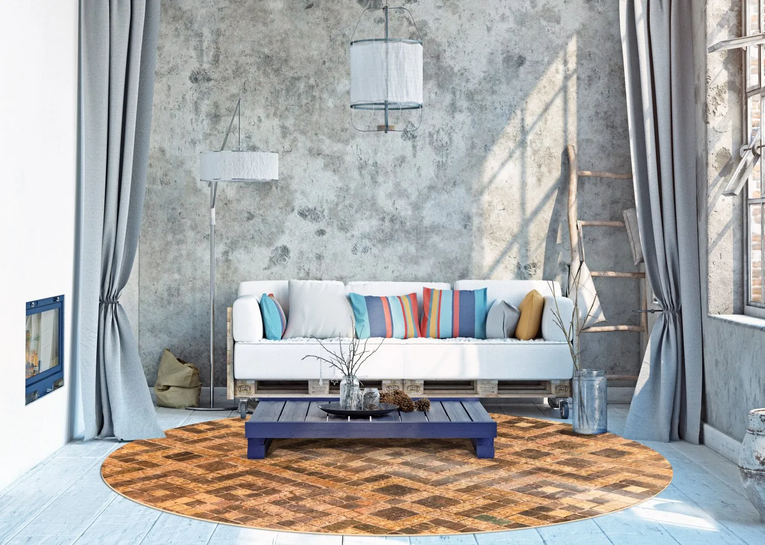 Rond vloerkleed - Lamego (beige/bruin)