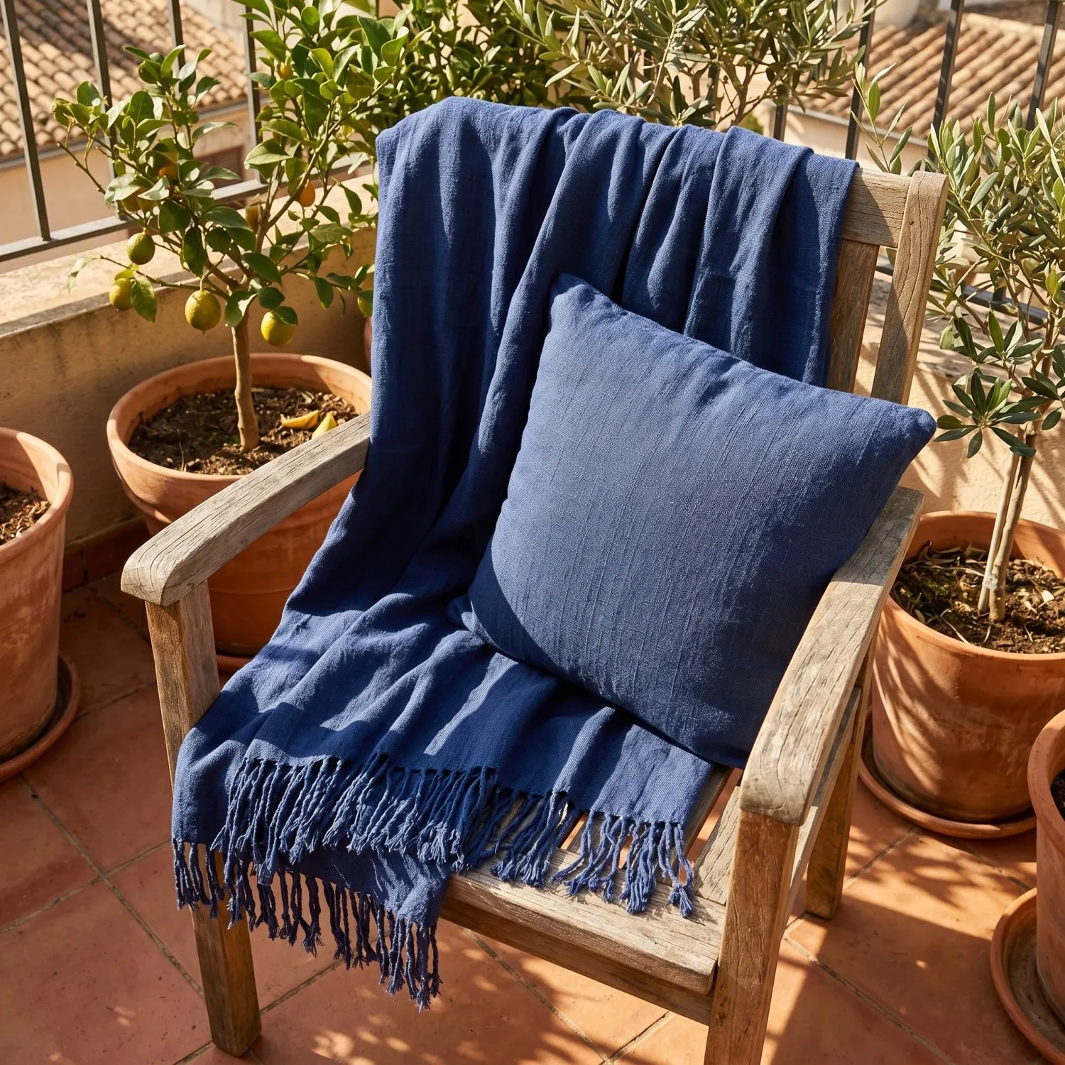 Dekens - Veya cotton throw (marineblauw)