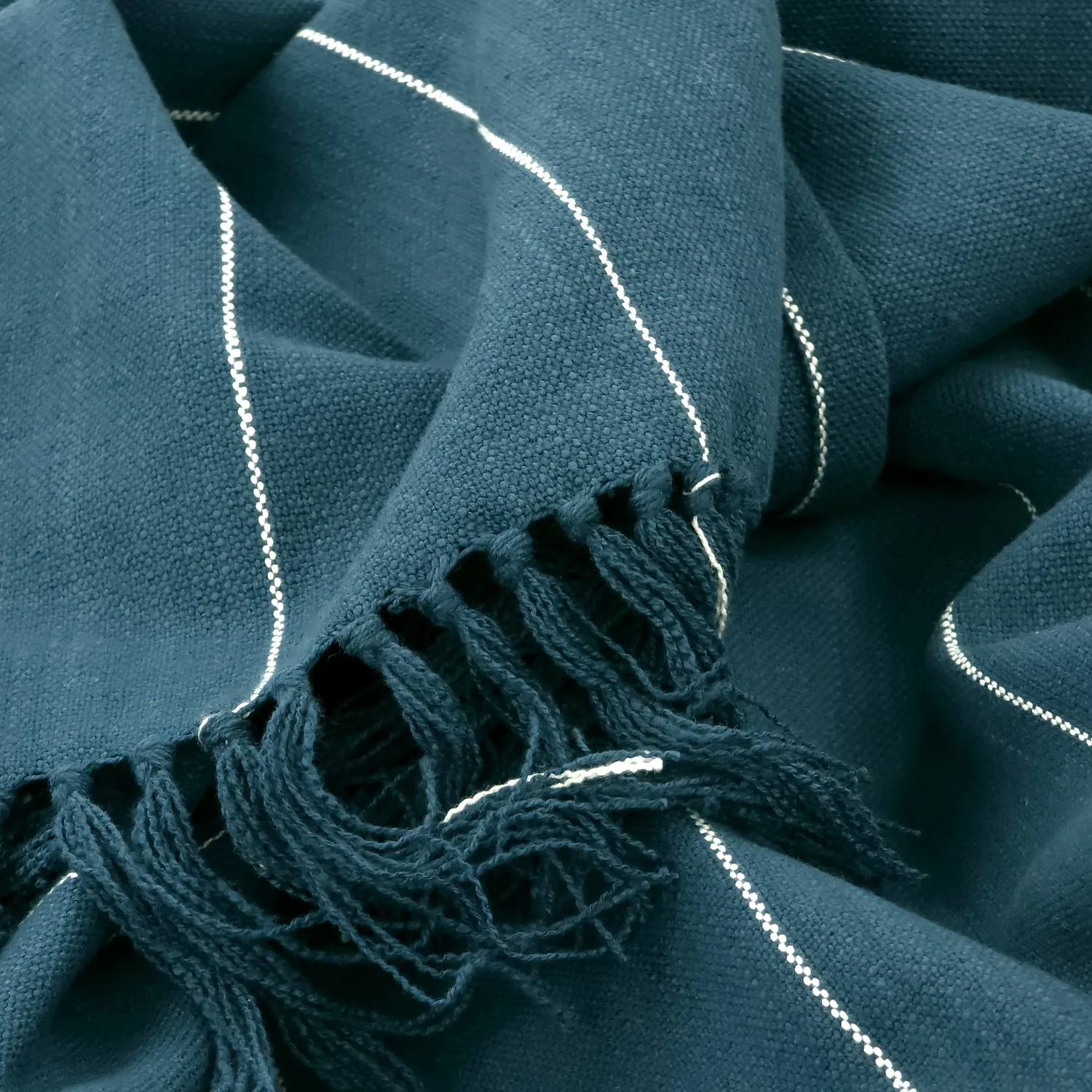 Dekens - Katoenen plaid - Martina Stripe (blauw/wit)