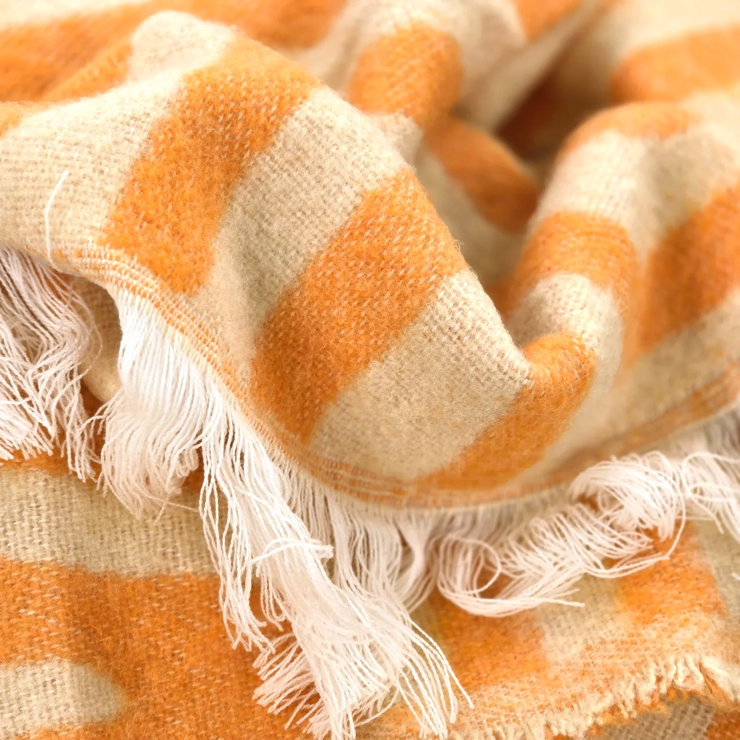 Dekens - Wollenmix plaid - Melody (beige/oranje)