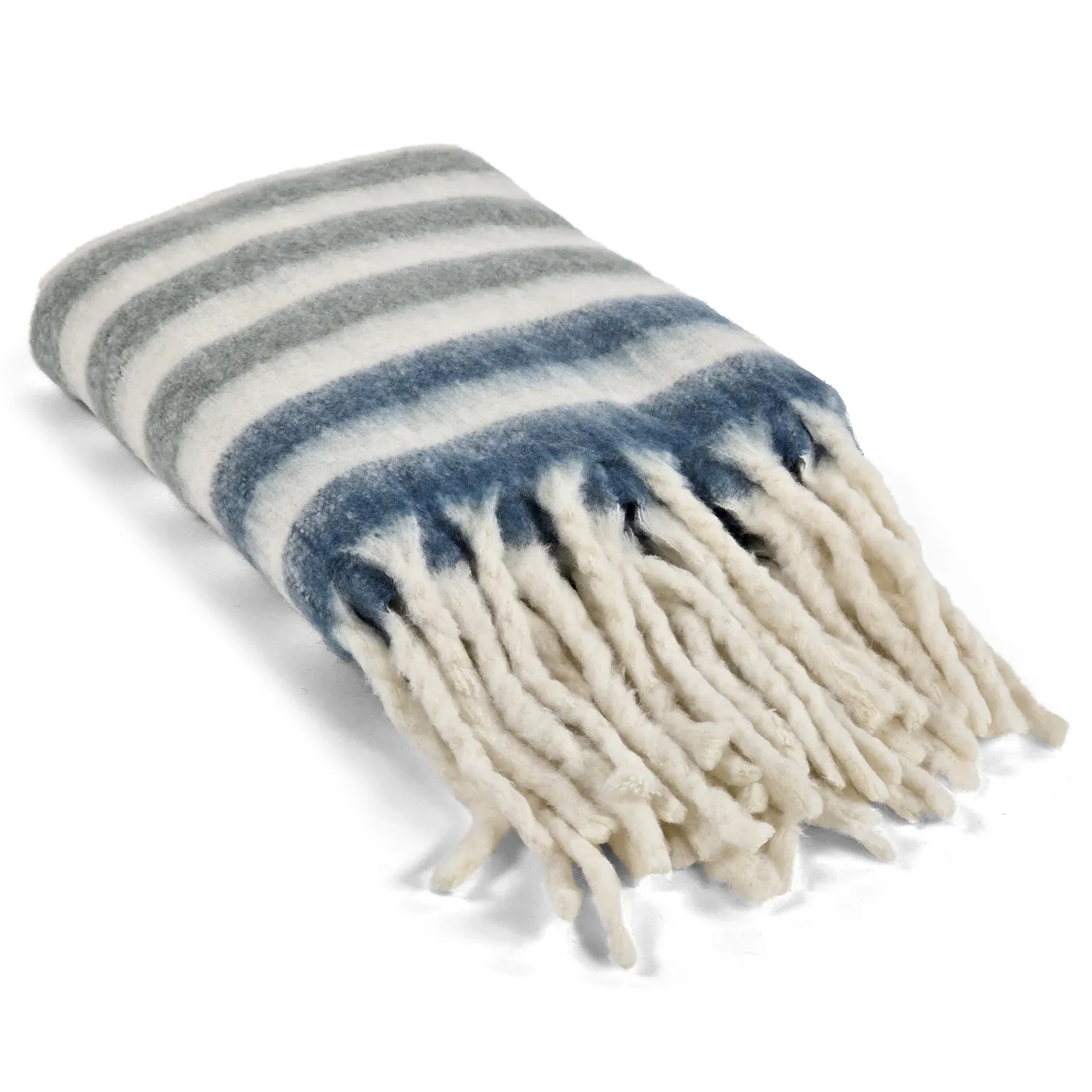 Plaid dekens - throw van wolmix - Monica (blauw)