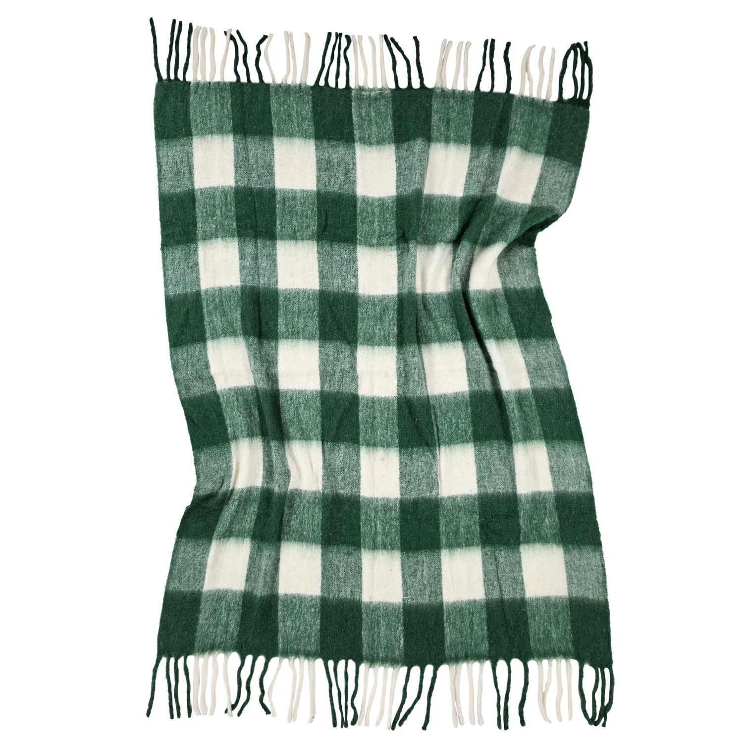 Plaid dekens - throw van wolmix - Phoebe (groen)