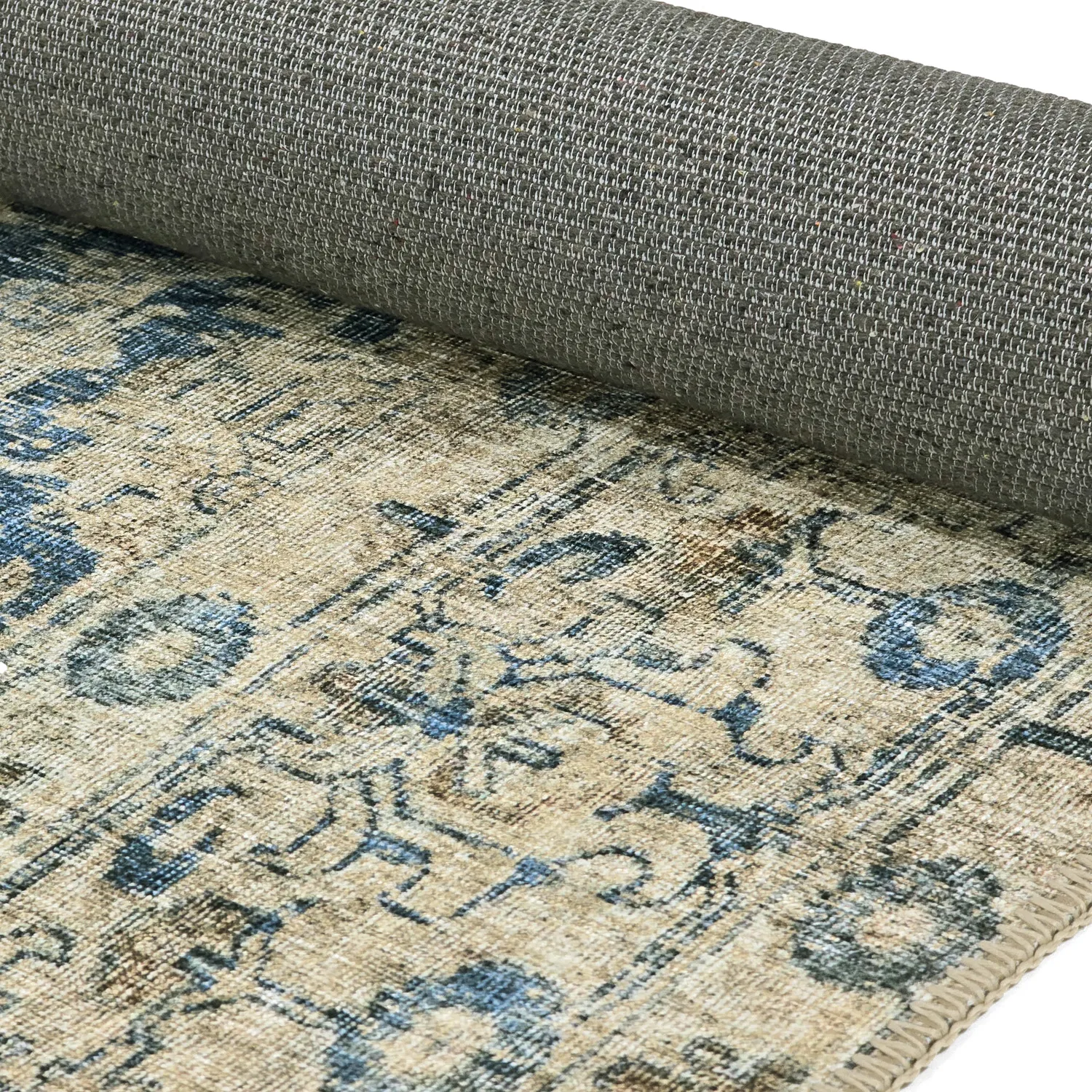 Vlakgeweven vloerkleed - Delvar (blauw)