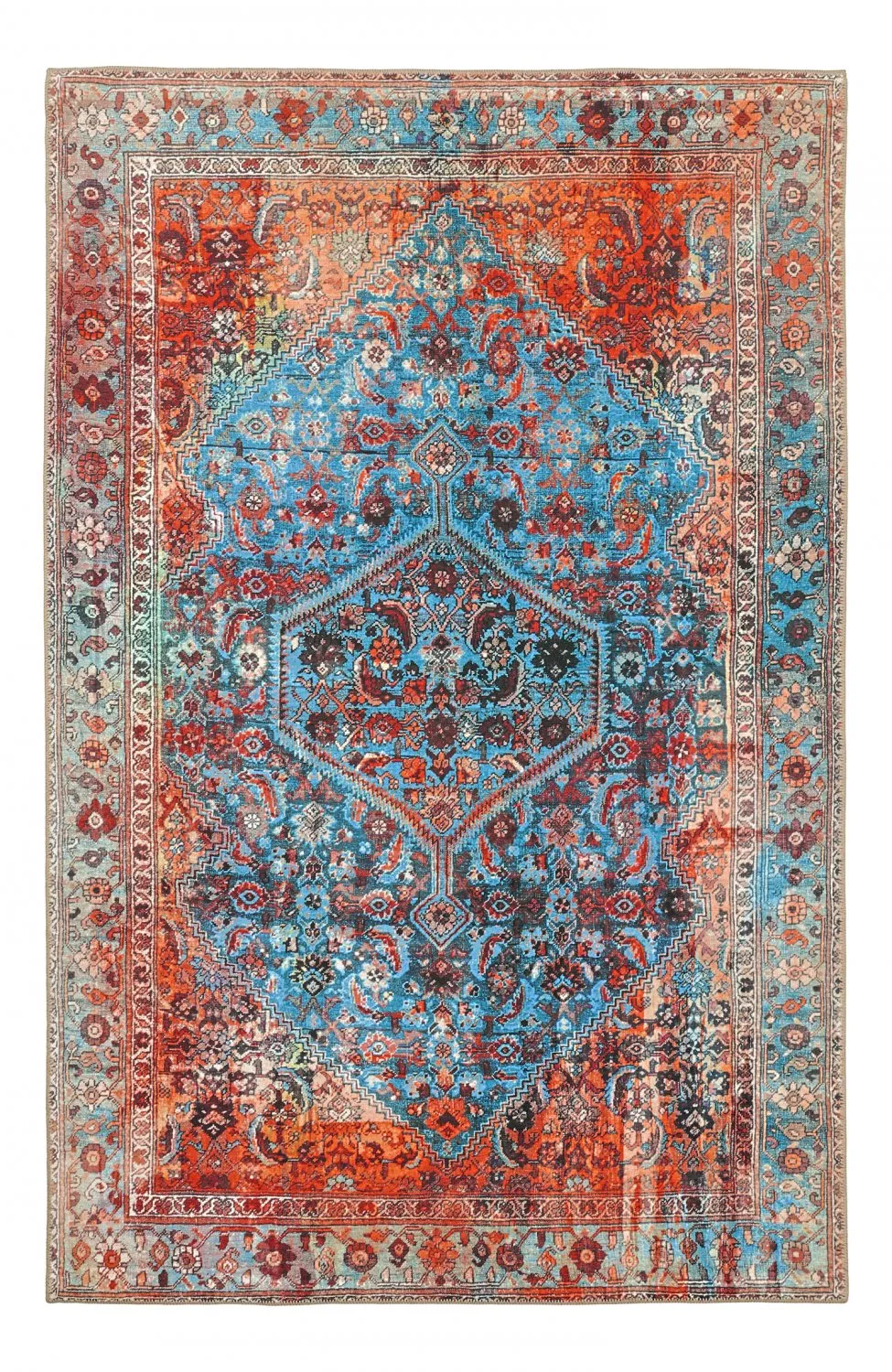 Vlakgeweven vloerkleed - Mardin (rood/blauw)
