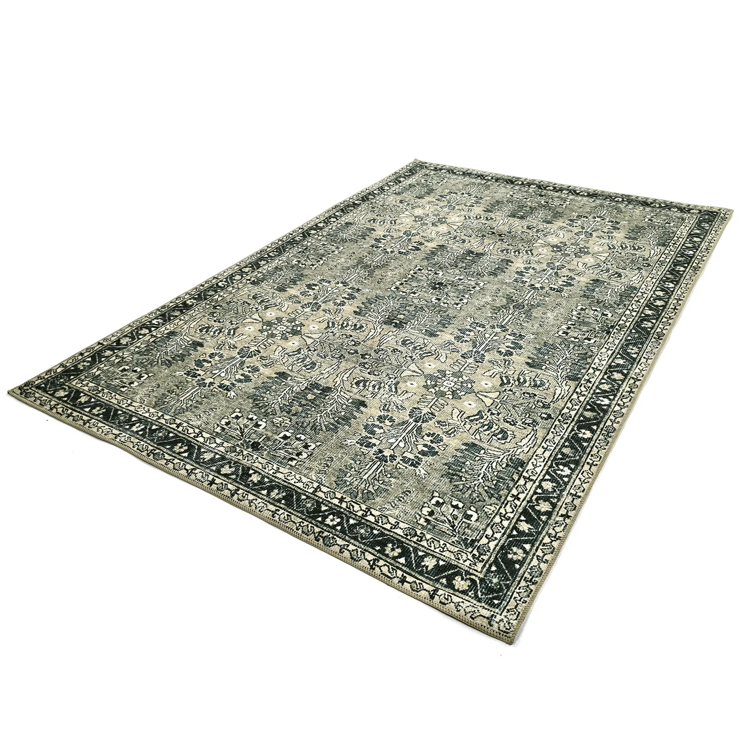 Vlakgeweven vloerkleed - Yasirah (blauw/groen)
