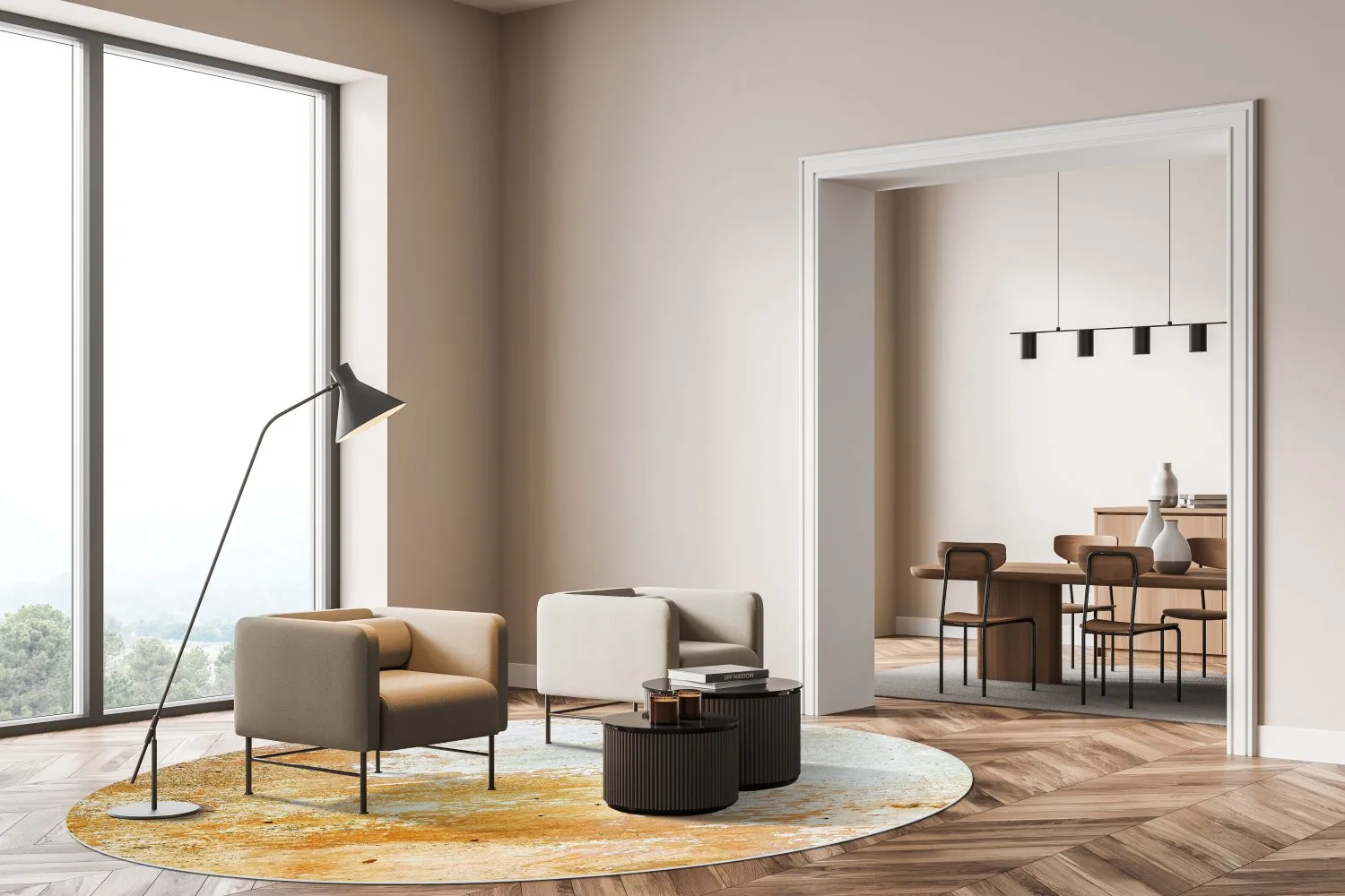 Rond vloerkleed - Amadora (goud)