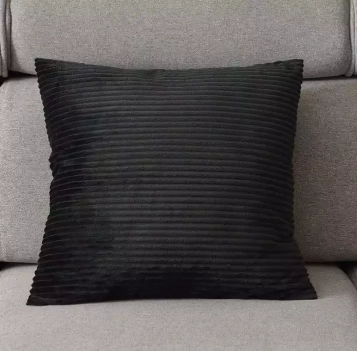Kussensloop - Striped Velvet 50 x 50 cm (zwart)