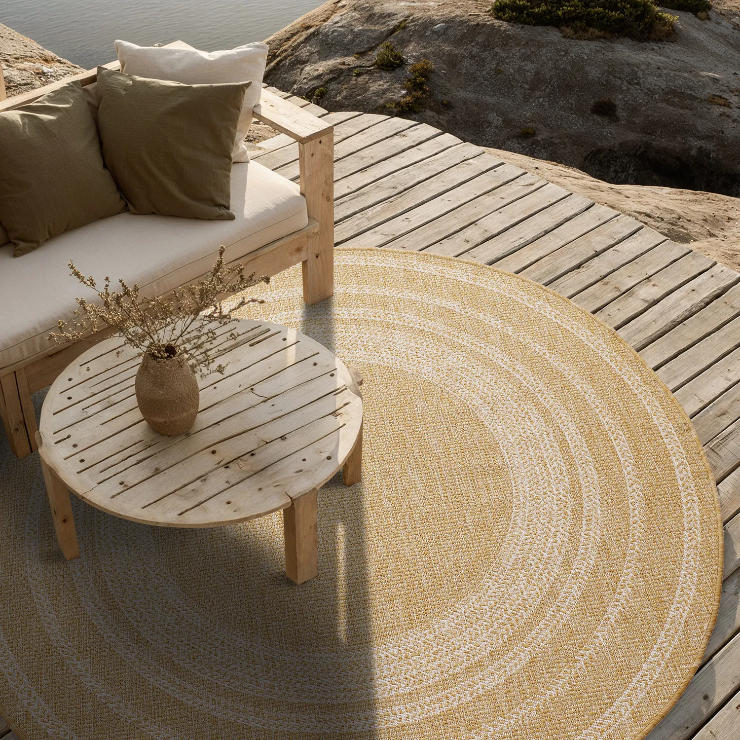 Rond vloerkleed - Indoor/Outdoor Angus (natuur)