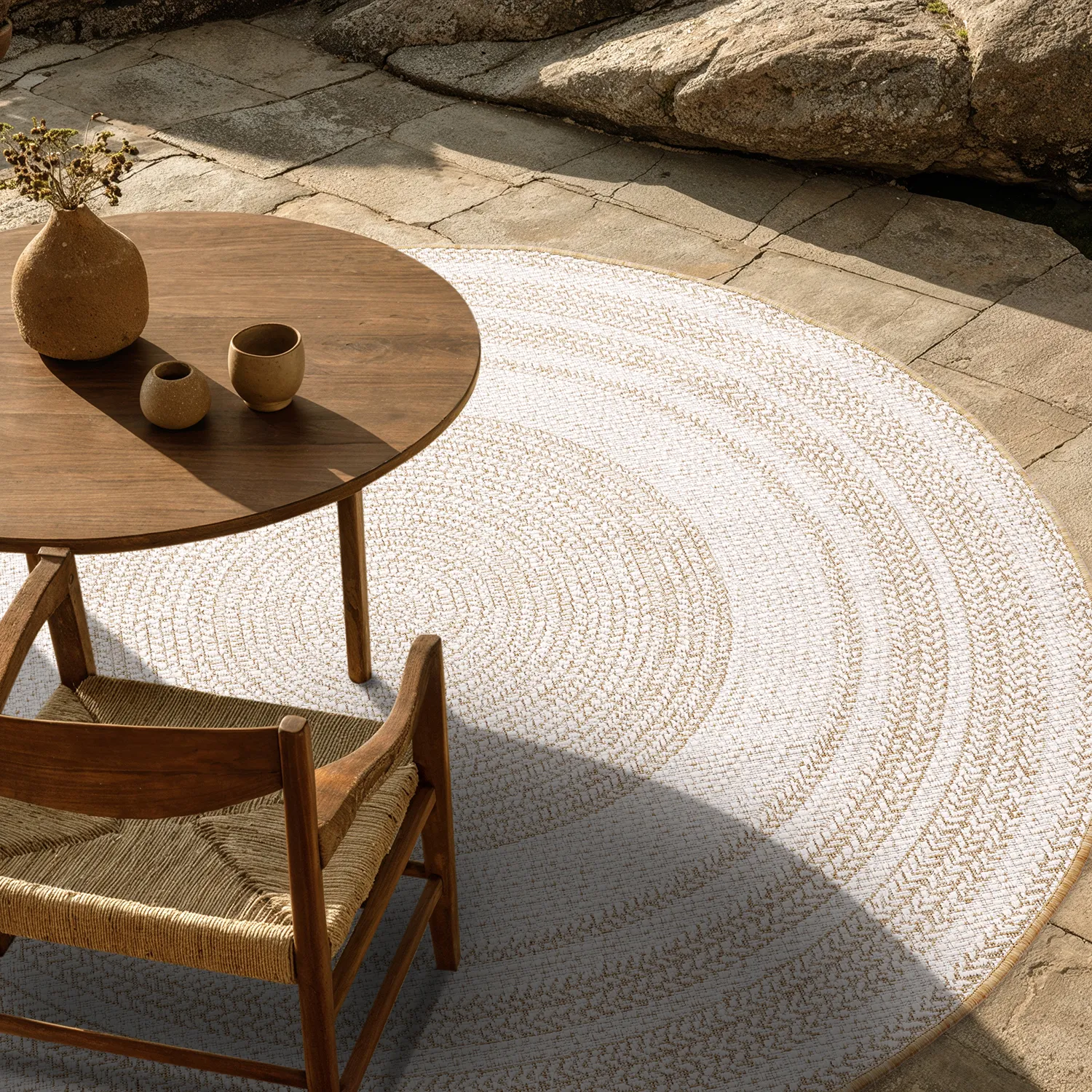 Rond vloerkleed - Indoor/Outdoor Angus (natuur)