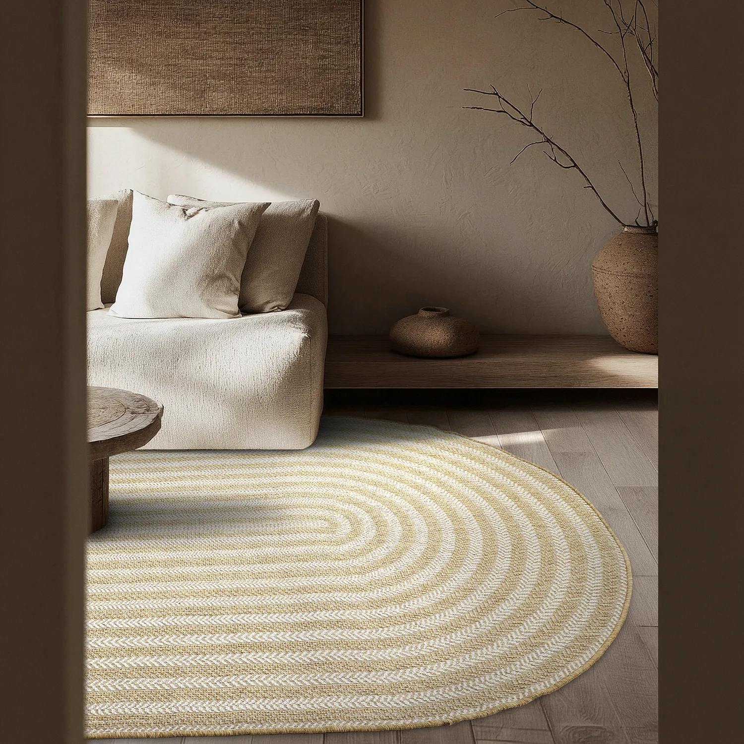 Ovaal tapijt - Indoor/outdoor Leander (natuur)