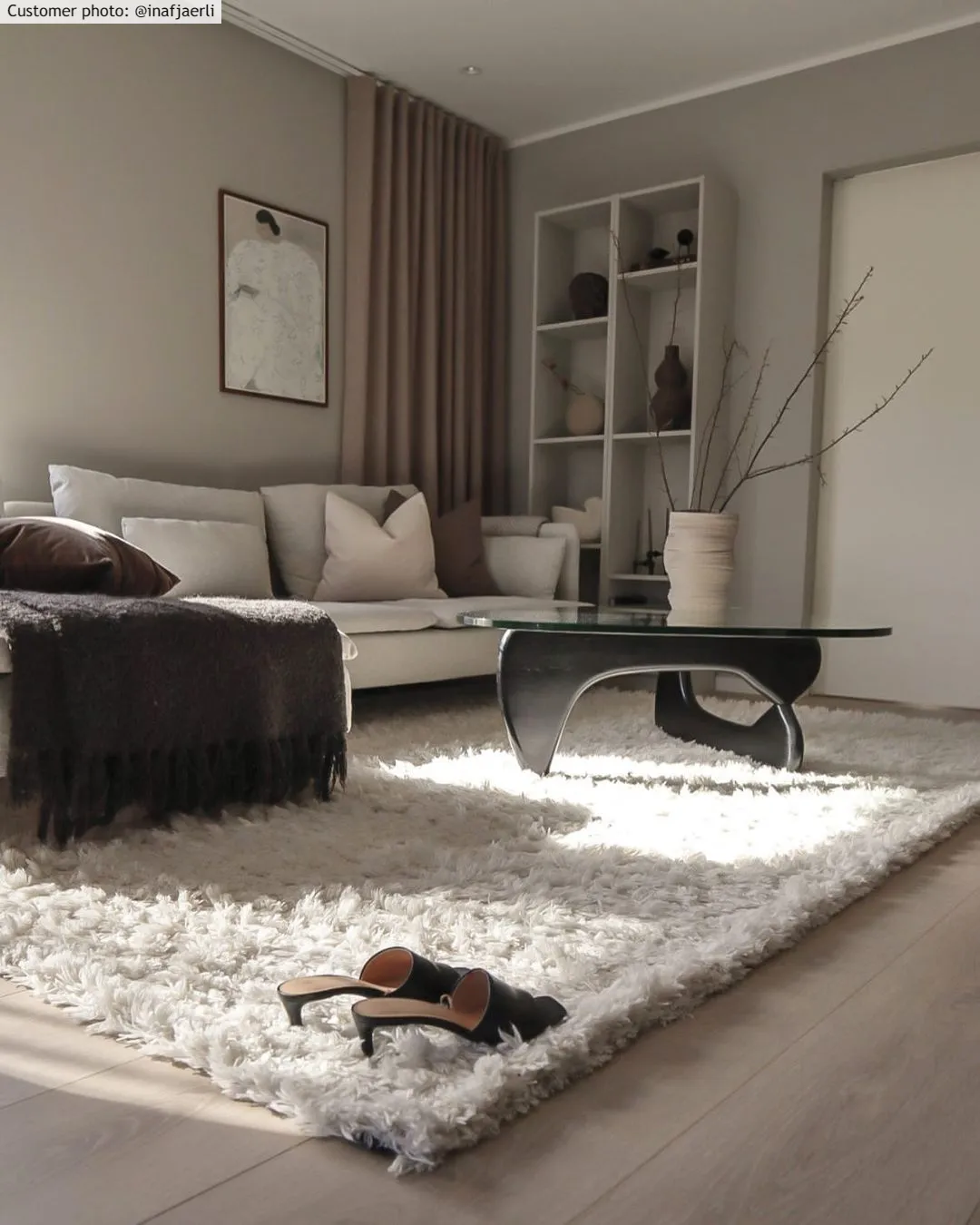Hoogpolig vloerkleed - Janjira (wit)