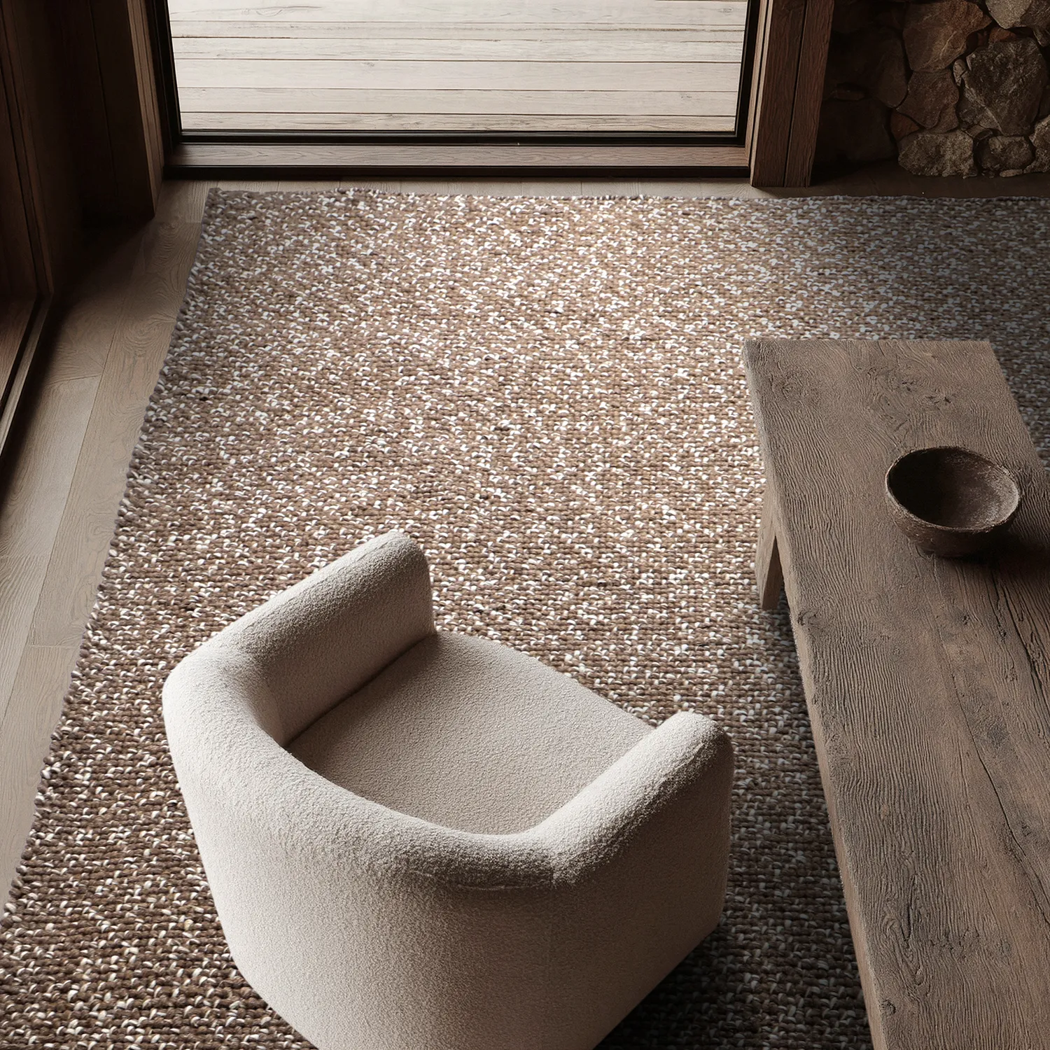Vloerkleden voor binnen en buiten - Orta Wool Look (bruin)