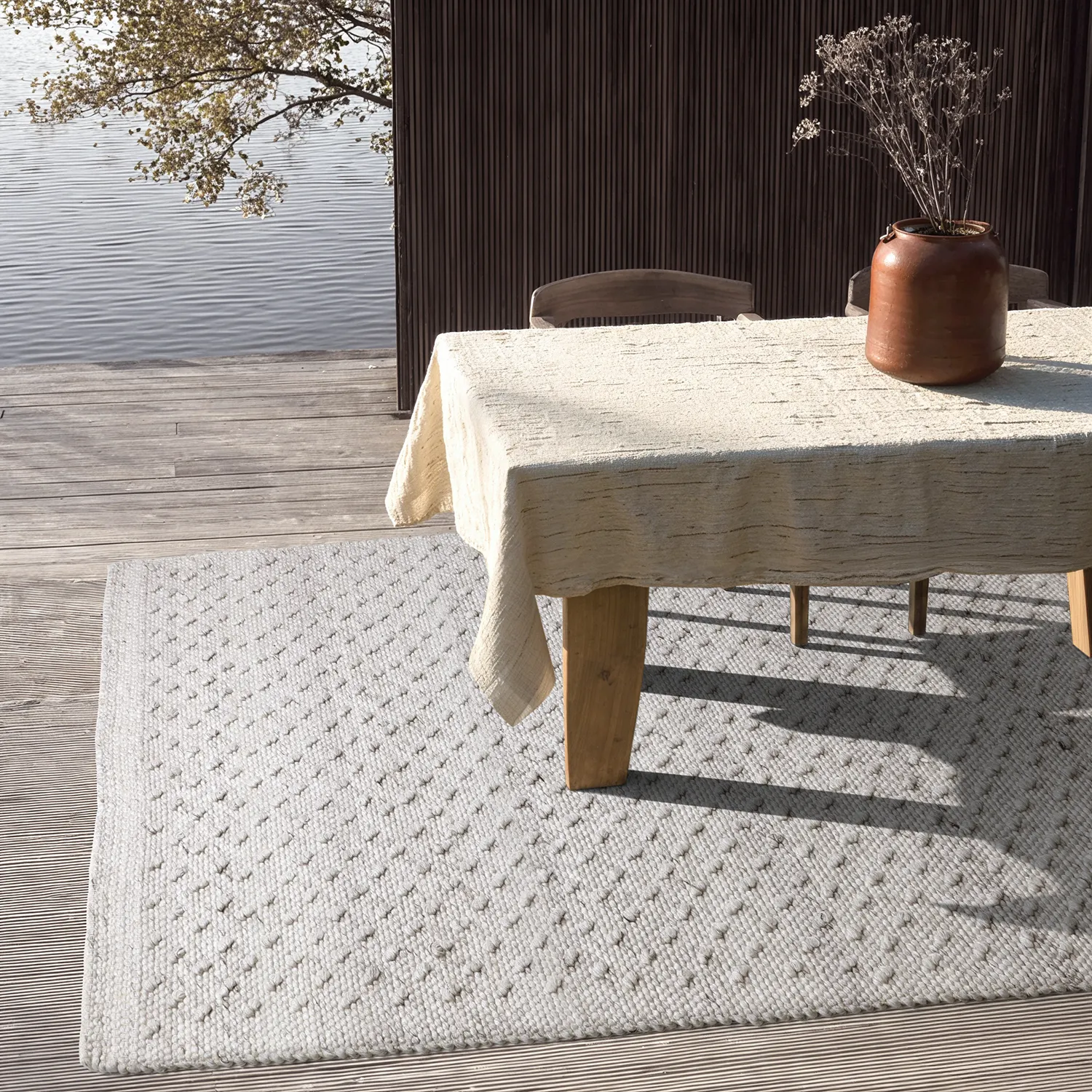Vloerkleden voor binnen en buiten - Todi Wool Look (grijs/beige)