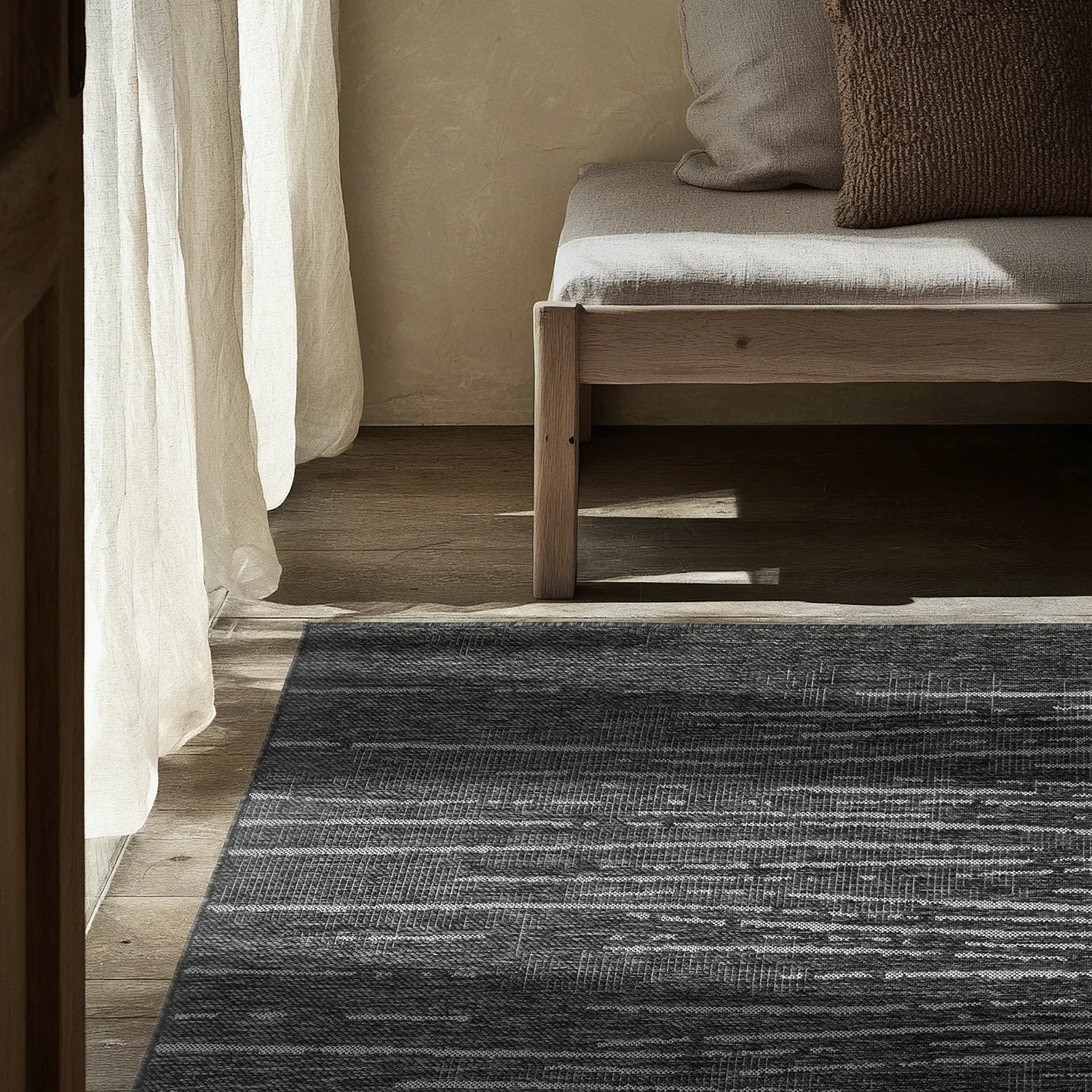 Vloerkleden voor binnen en buiten - Ragusa (zwart/crème)