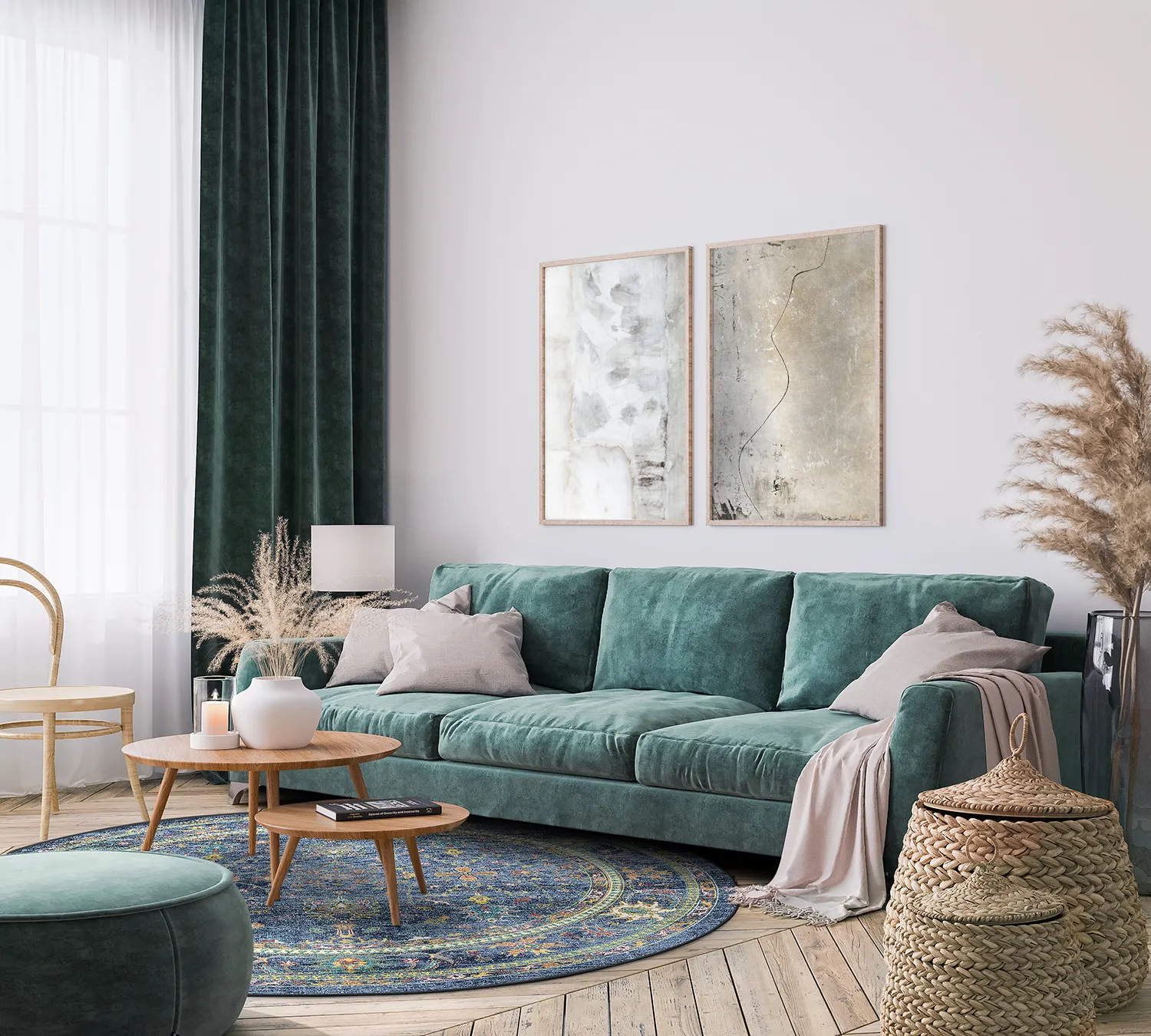 Rond vloerkleed - Livley (donkerblauw)