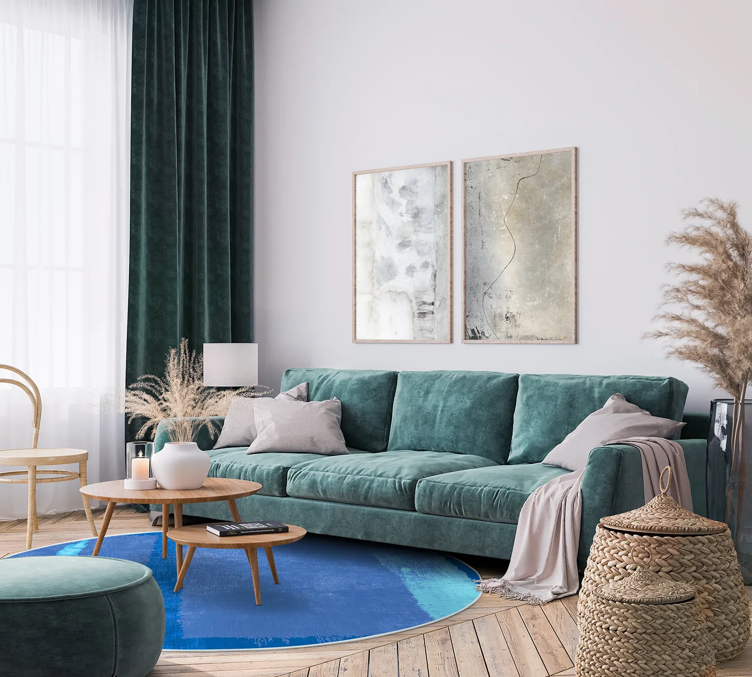 Rond vloerkleed - Asti (blauw)