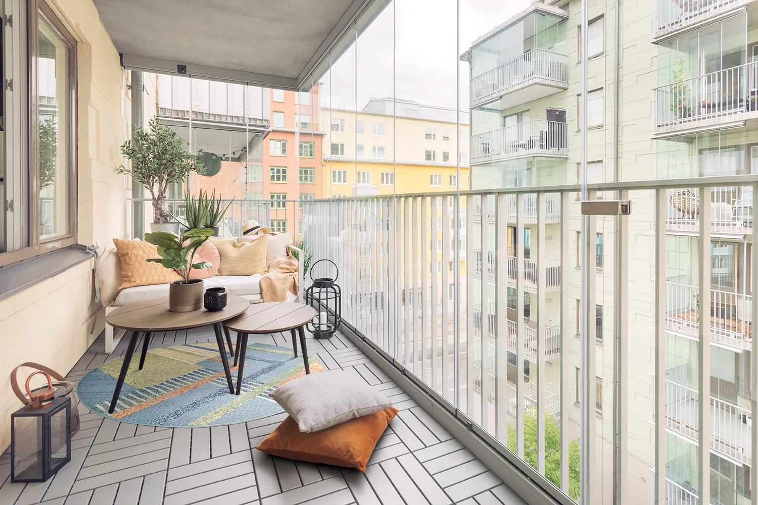 Ronde vloerkleden - Indoor/Outdoor Trivia (blauw/multi)