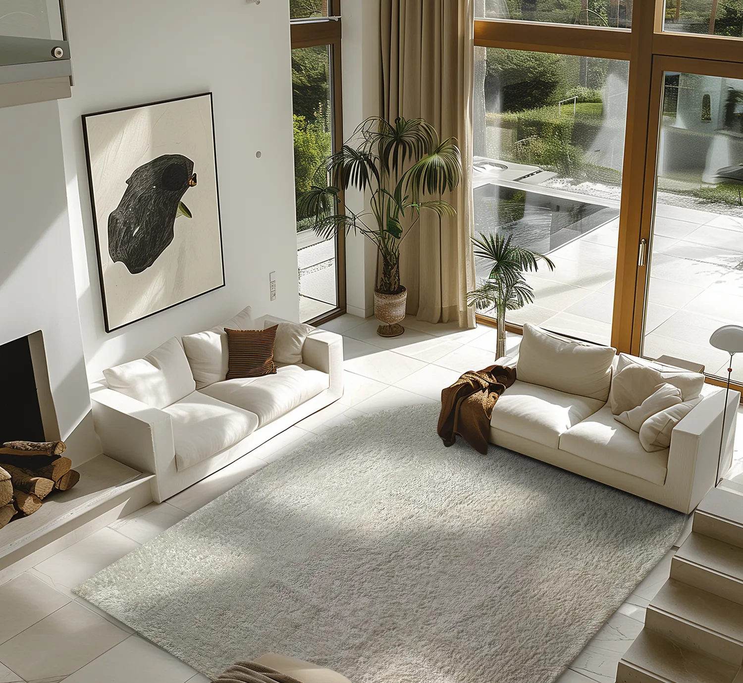 Hoogpolig vloerkleed - Sion Natural Cotton Shaggy (offwhite)