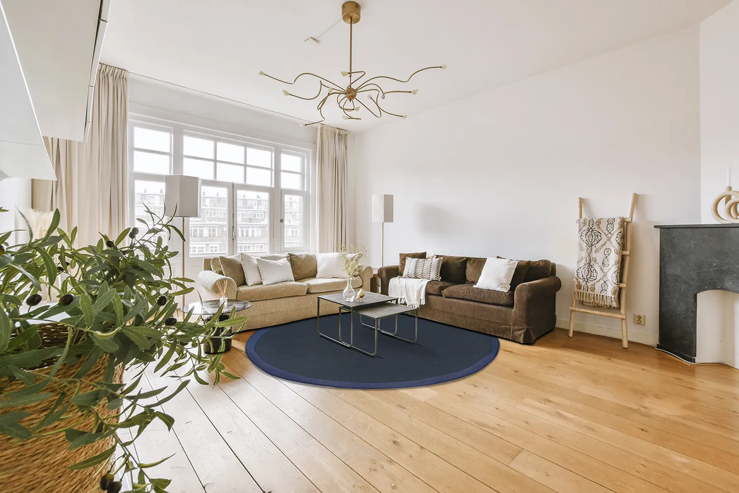 Ronde vloerkleden (sisal) - Agave (donkerblauw)