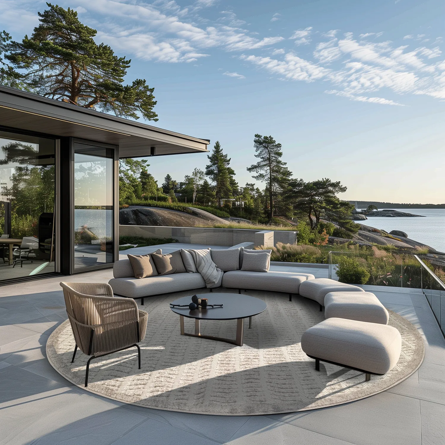 Ronde vloerkleden - Indoor/Outdoor Kendall (cream/grijs)