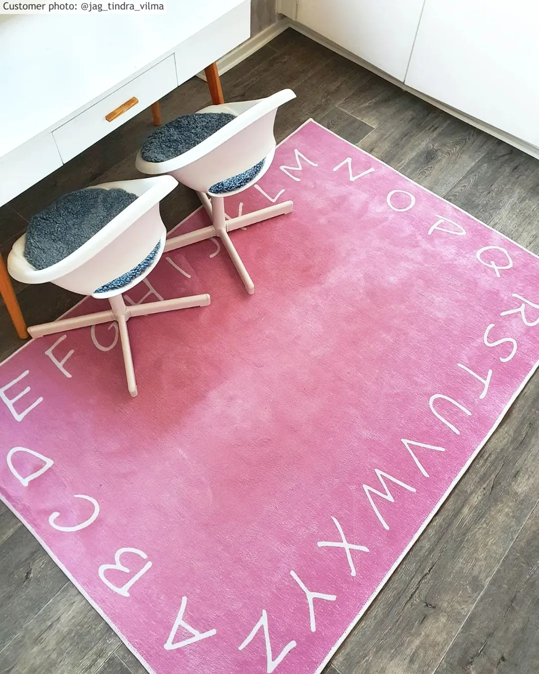 Kindervloerkleed - Alphabetic Border (roze)