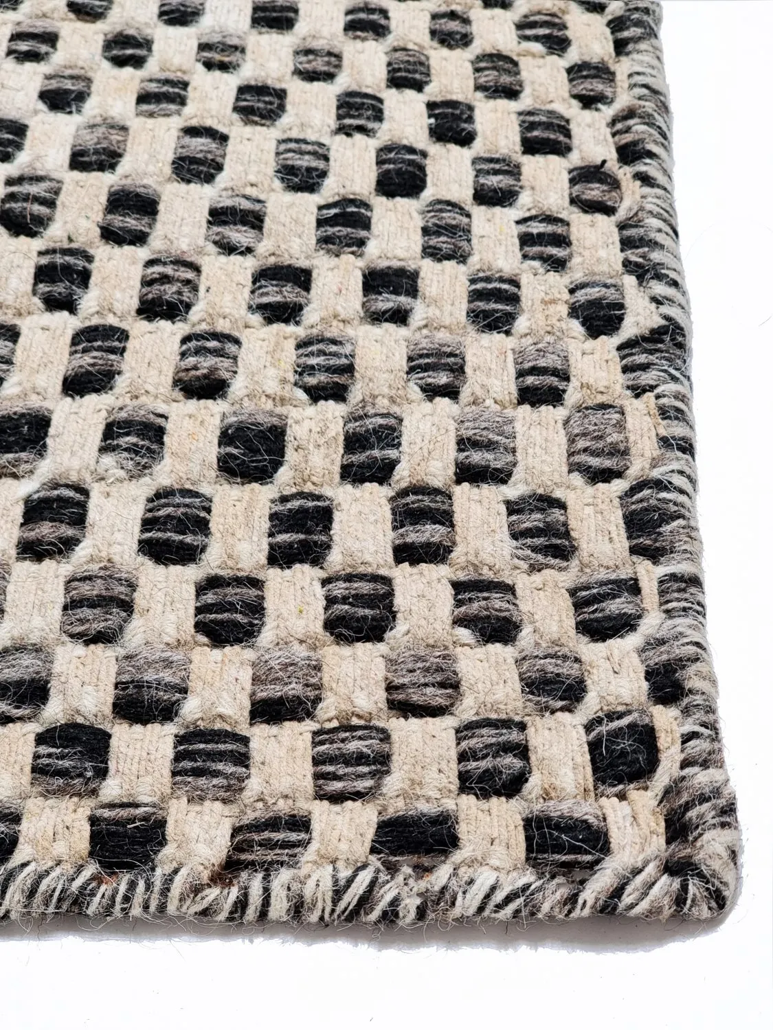 Wollen-vloerkleed - Jenim (zwart/beige)