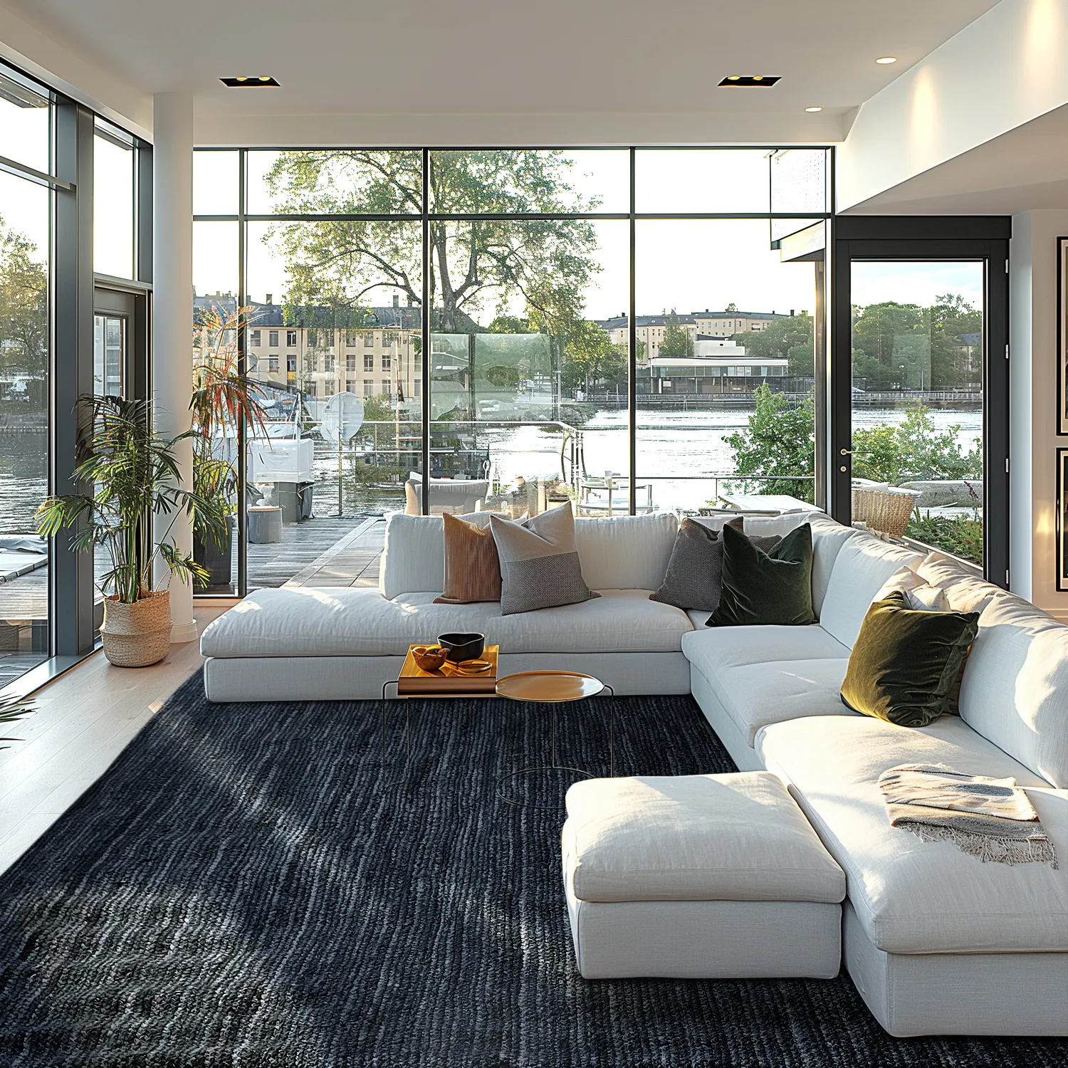 Jute-vloerkleed - Amasia (donkerblauw)