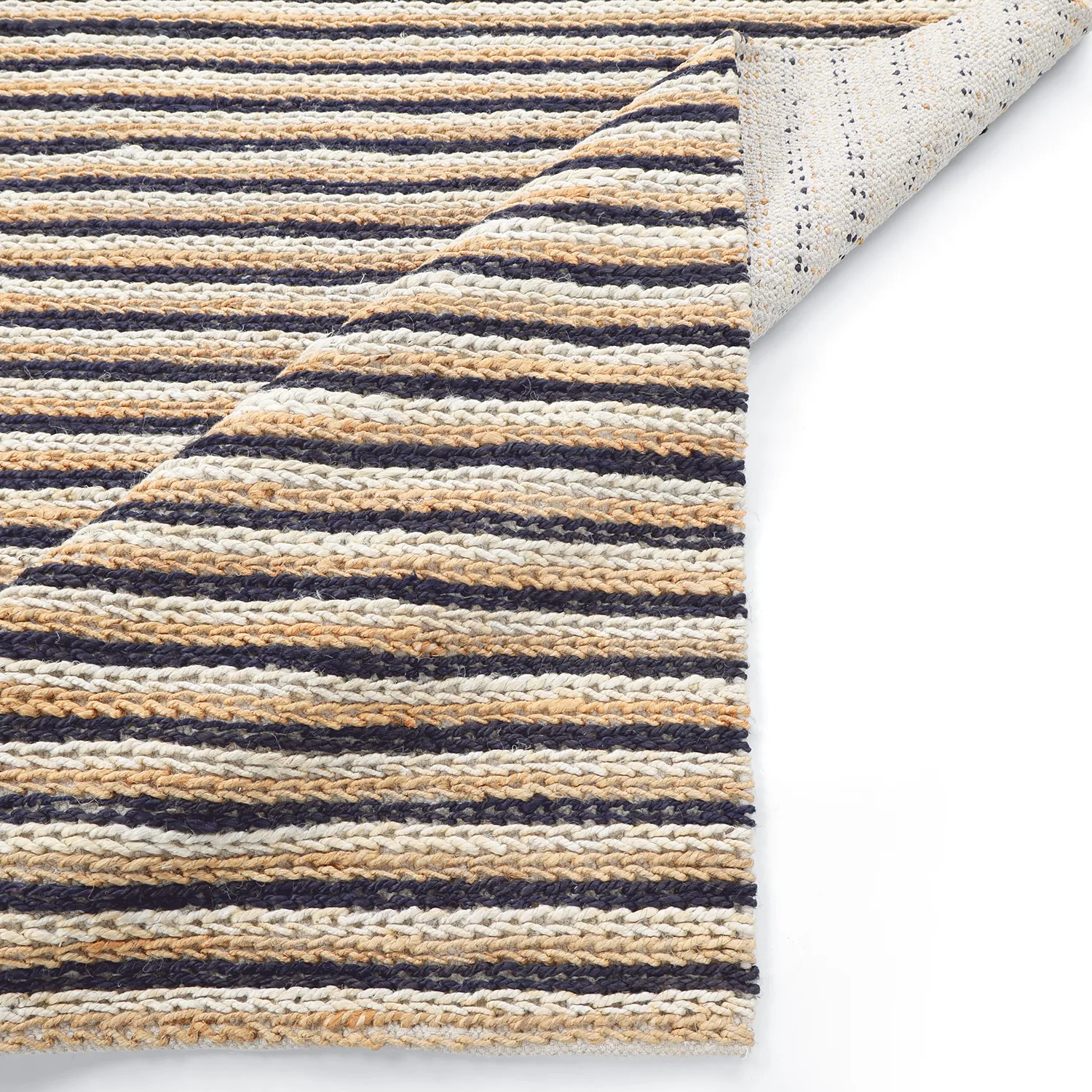Jute-vloerkleed - Howrah Braided Jute (natuurlijk/wit/zwart)
