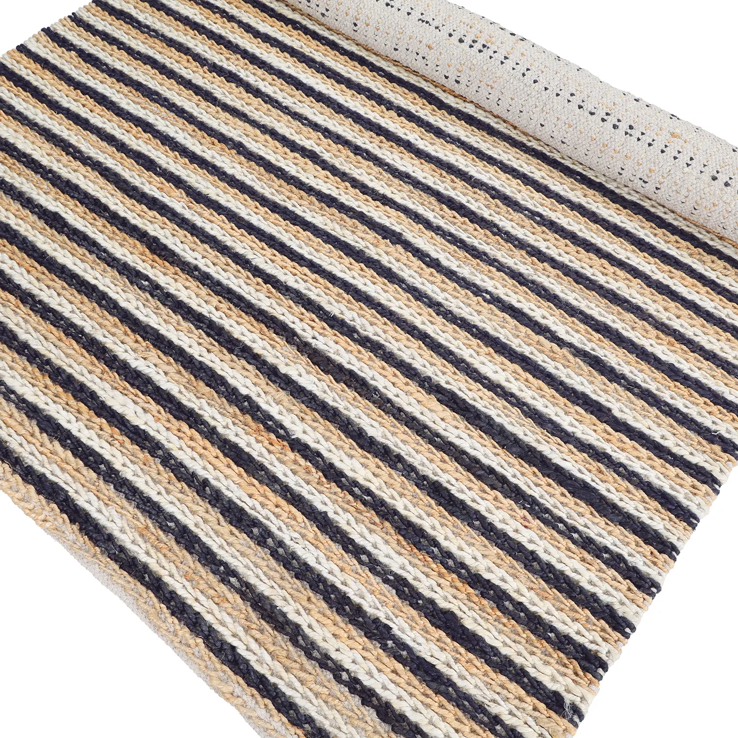 Jute-vloerkleed - Howrah Braided Jute (natuurlijk/wit/zwart)