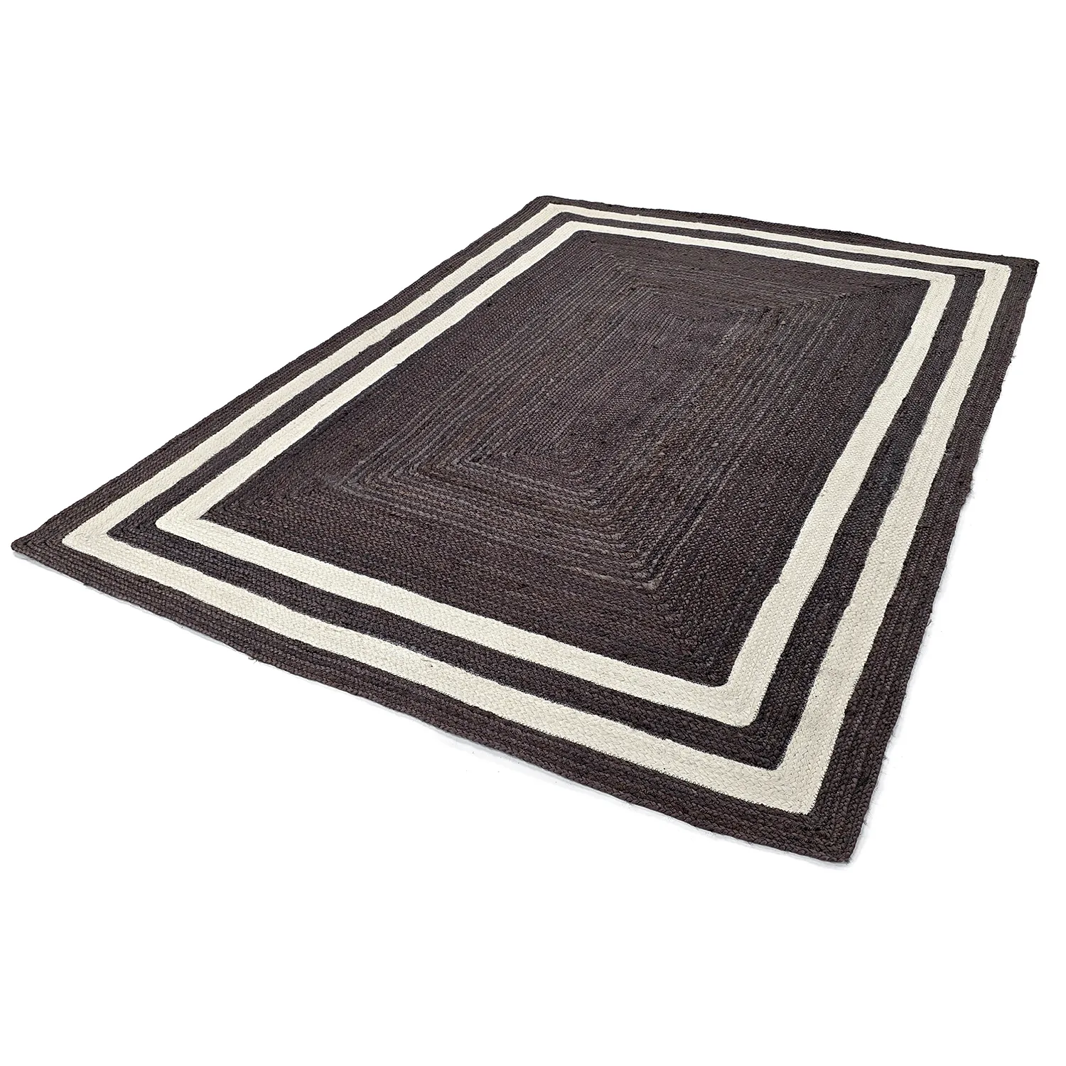 Jute-vloerkleed - Jessore (donker taupe/wit)