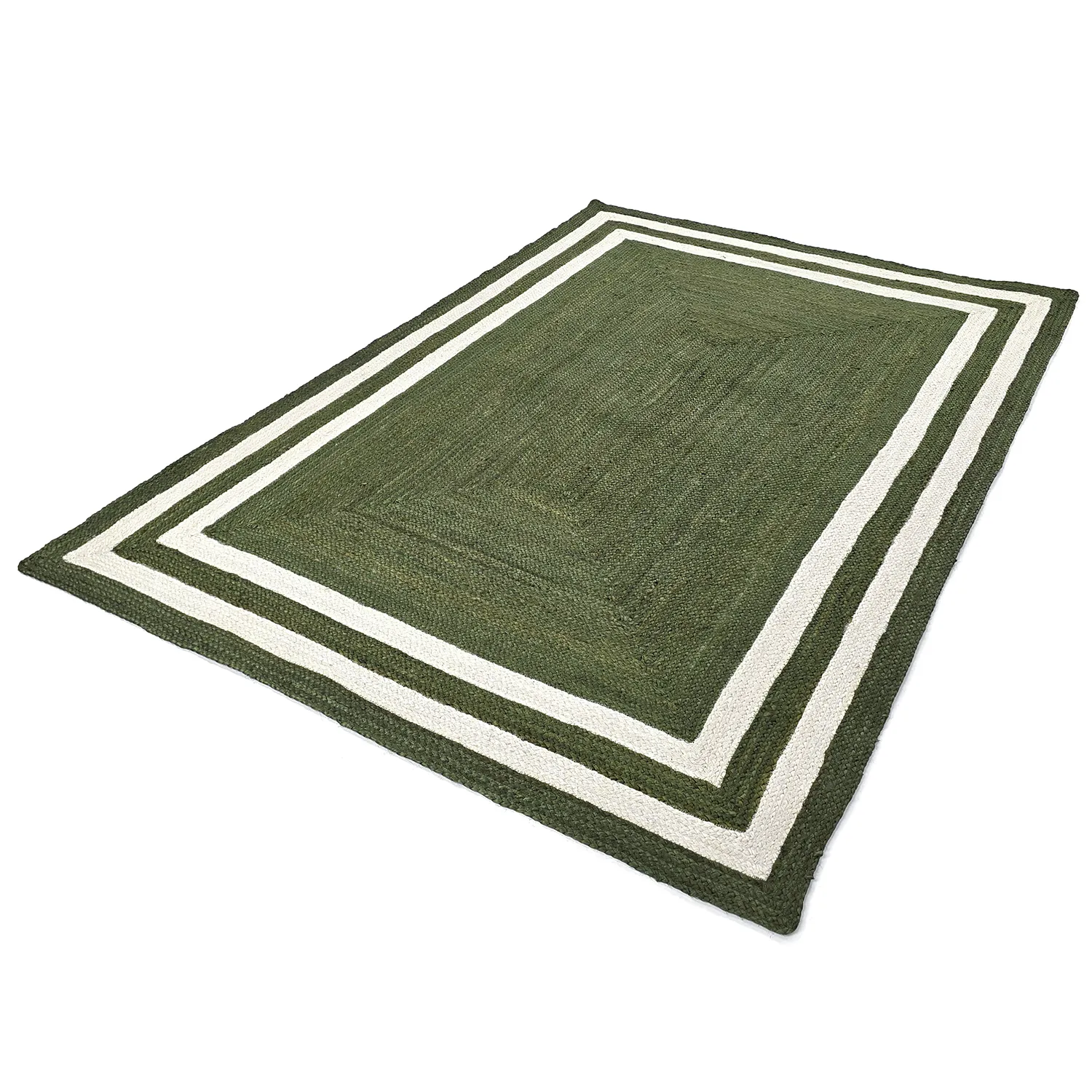 Jute-vloerkleed - Jessore (militair groen/wit)