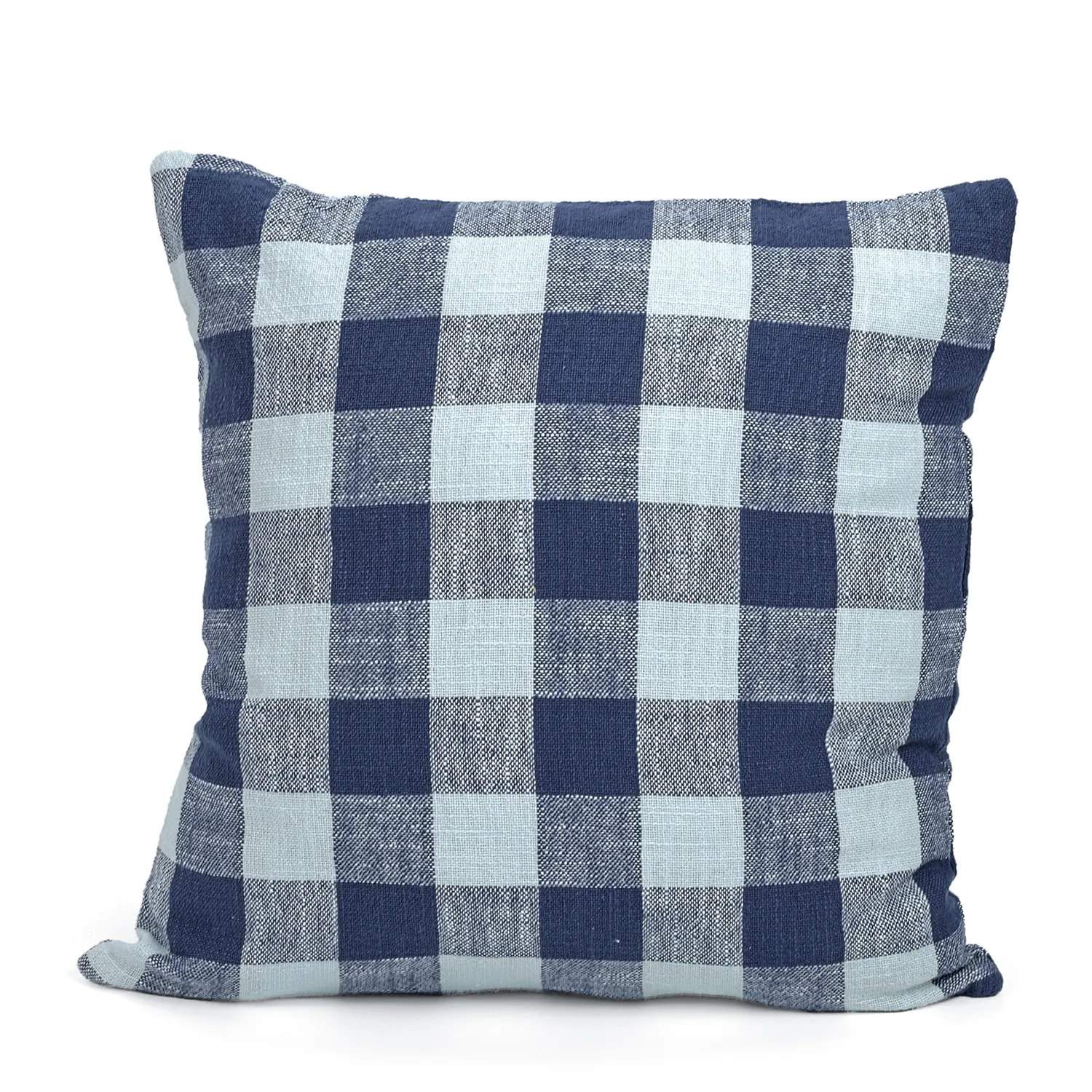 Kussensloop - Isela check cotton cushion cover (marineblauw/lichtblauw)