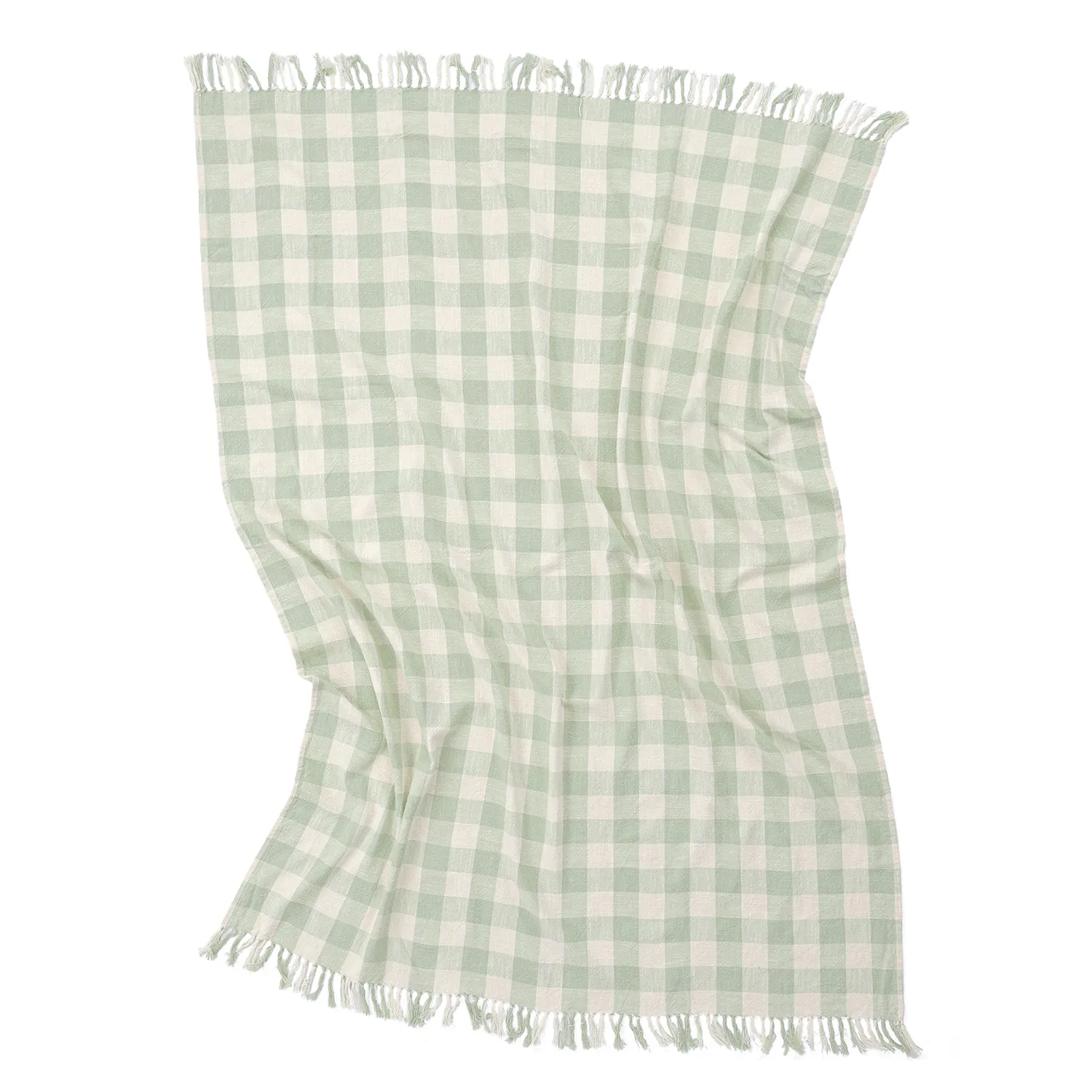 Dekens - Isela check cotton throw (crème/lichtgroen)