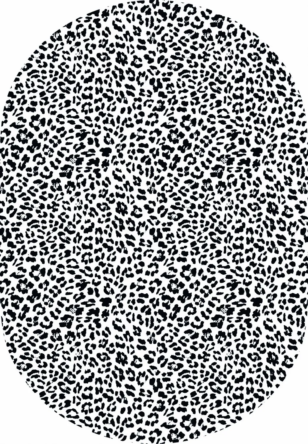 Ovaal tapijt - Leopard (zwart/wit)