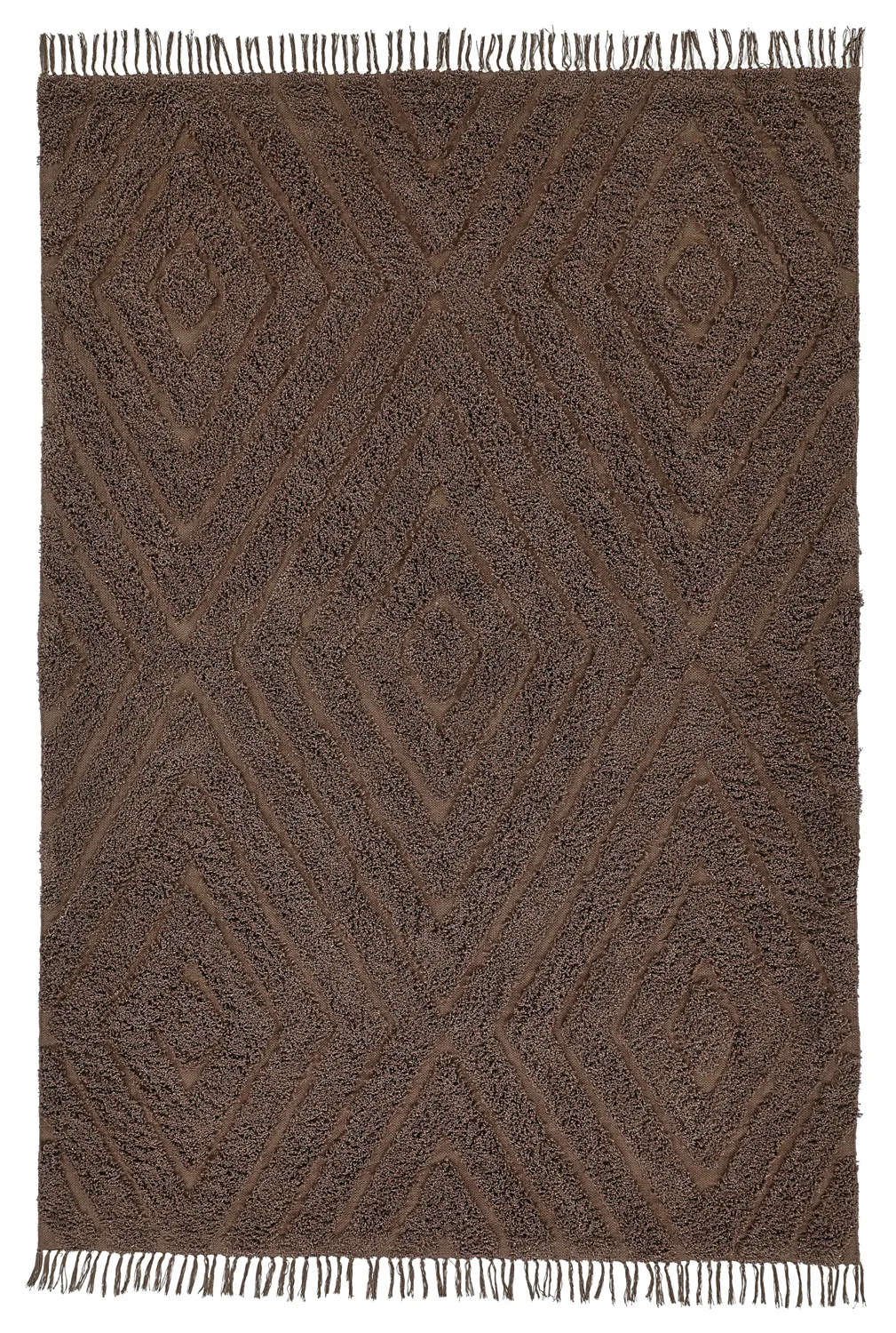 Hoogpolig vloerkleed - Amberley Natural Cotton Shaggy (bruin)
