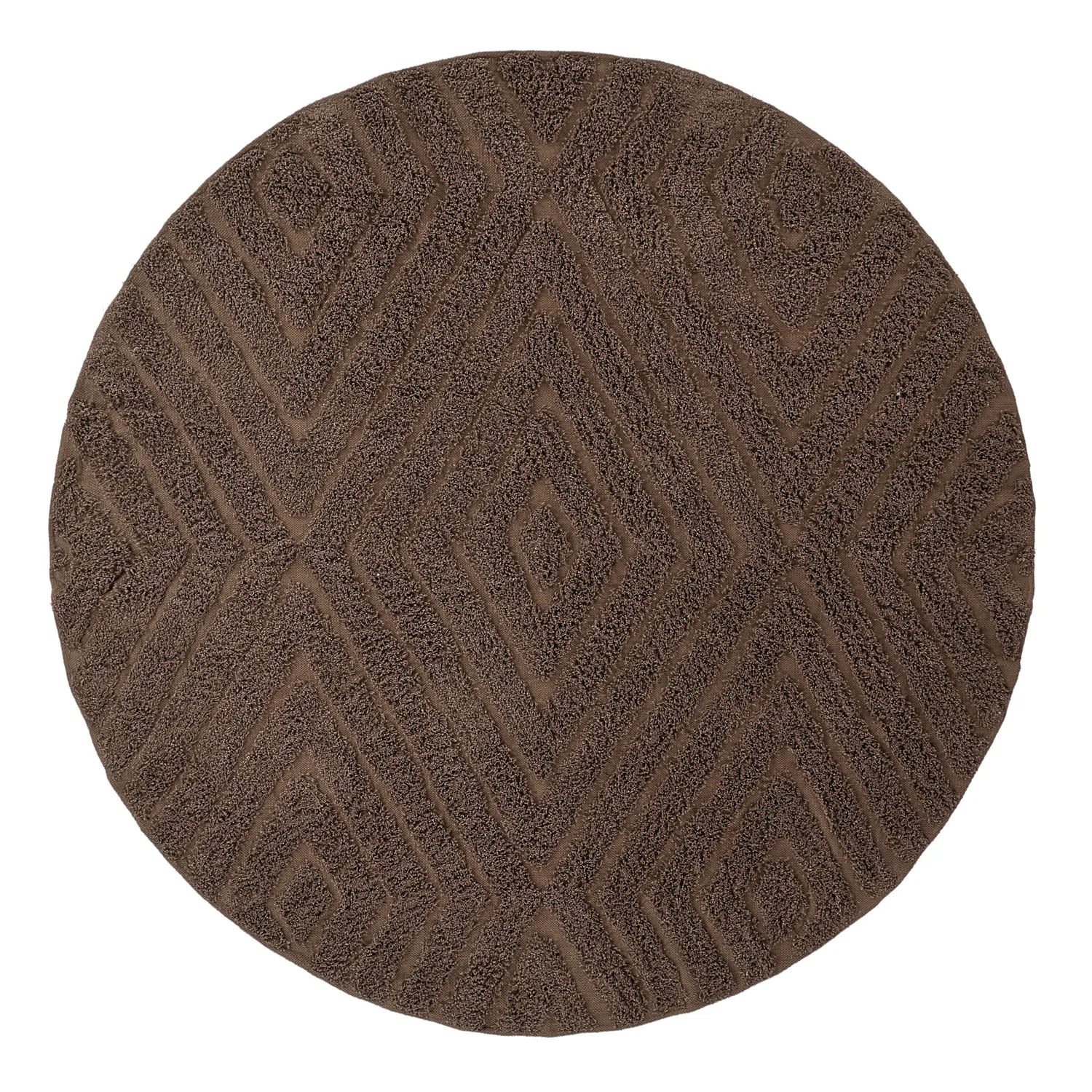 Ronde vloerkleden - Amberley Natural Cotton Shaggy (bruin)