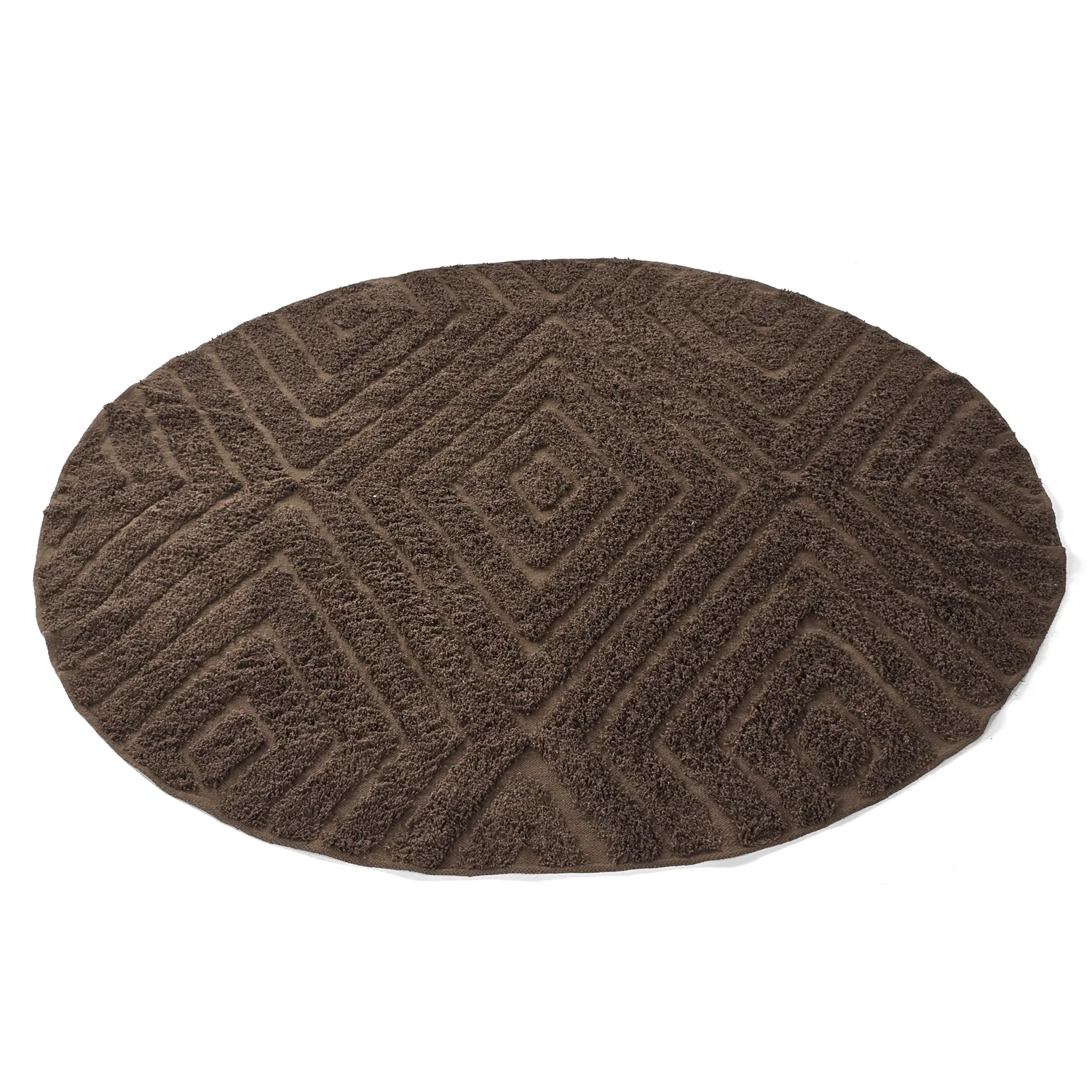 Ronde vloerkleden - Amberley Natural Cotton Shaggy (bruin)